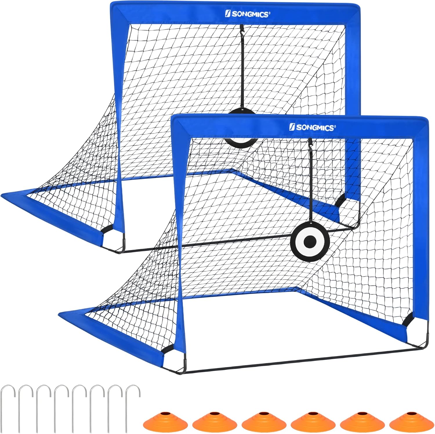 Detalle de SONGMICS Football Goals Set of 2 (4 x 3 ft) – Portable Kids Training Nets with Targets and Training Cones