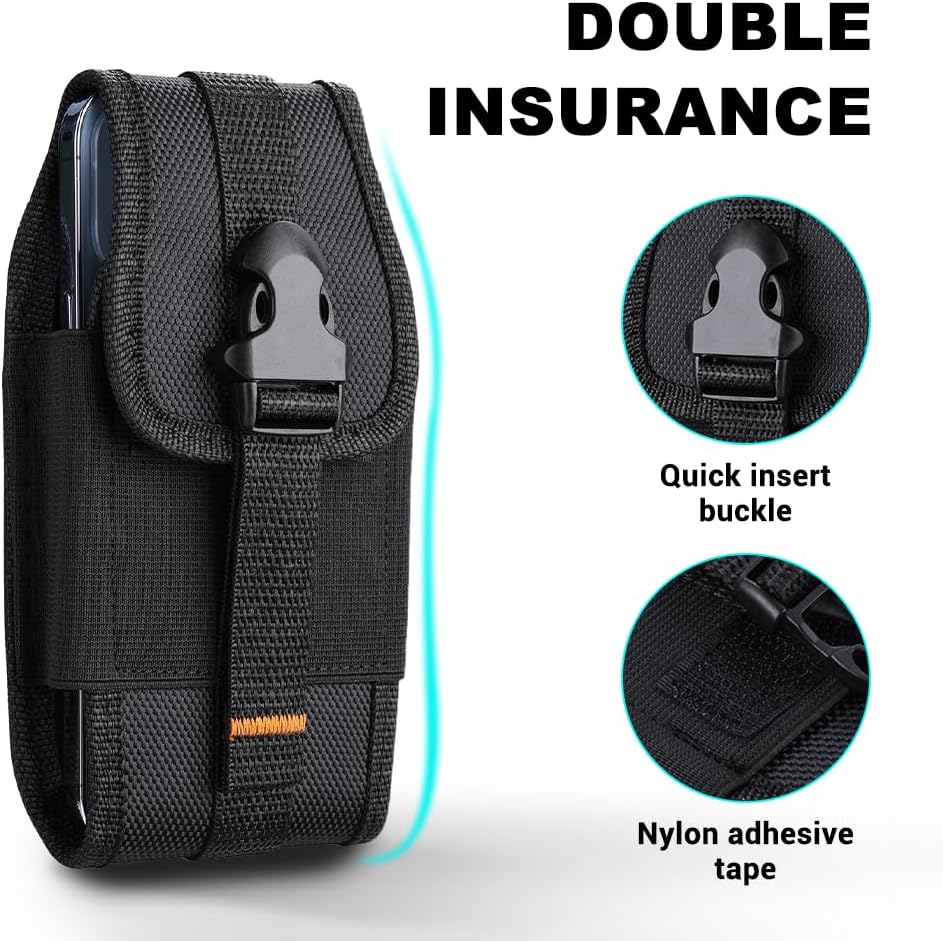 Detalle de Cell Phone Holster: Heavy Duty Nylon Mobile Holster Case with Belt Clip