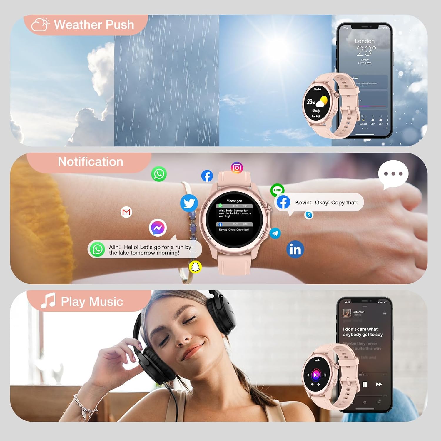 Thumbnail 5 de Gerpeng Women’s Smartwatch with Bluetooth Calls (1.32-inch) – 110+ Sports Modes, Heart Rate/SpO2/Sleep