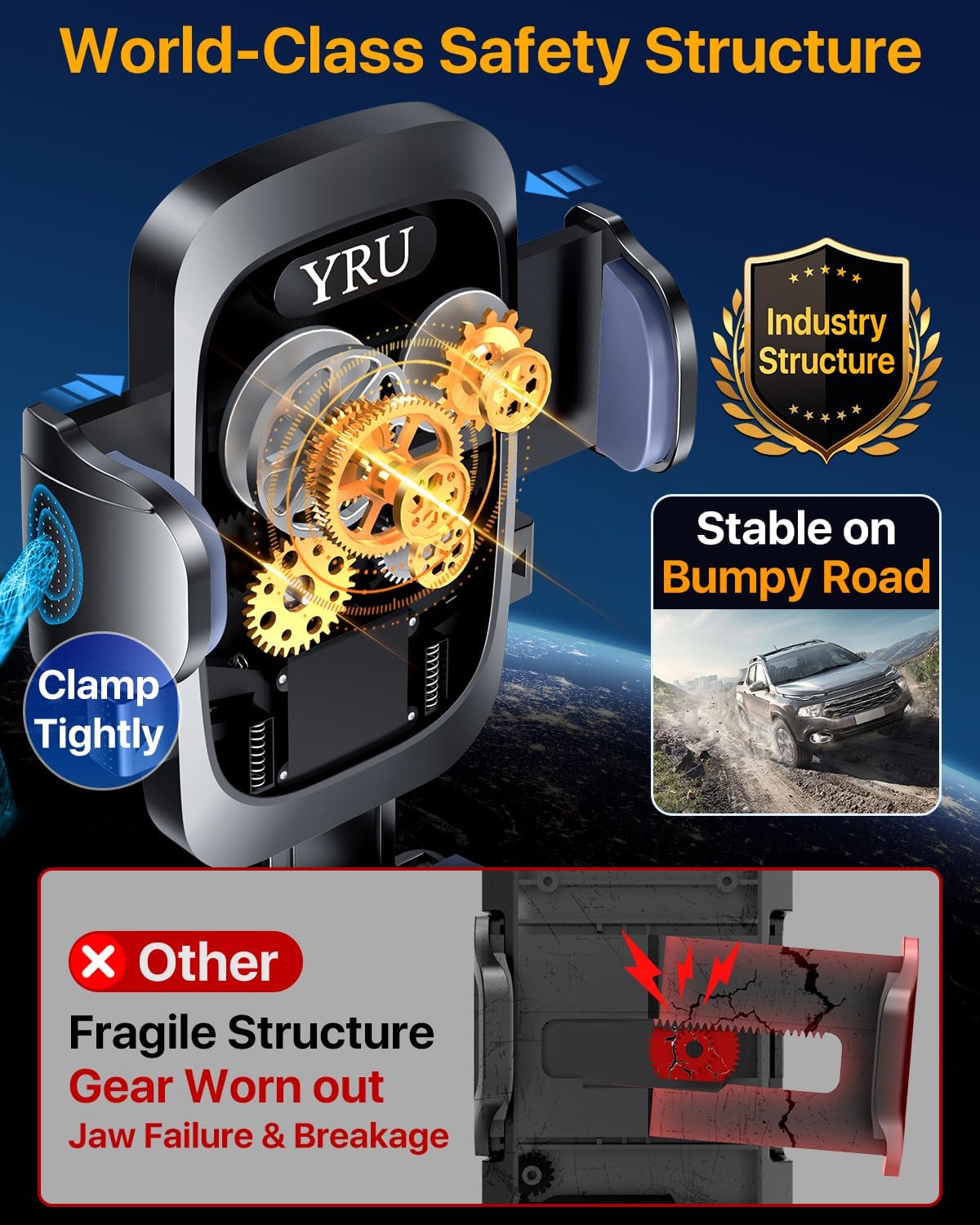Thumbnail 3 de YRU True Upgrade Car Phone Holder 80LB