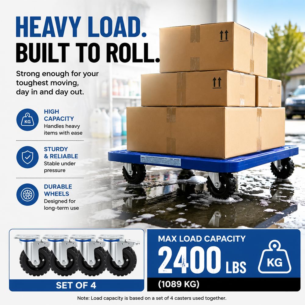 Detalle 1 de ENYKE FHL-5inch 5-Inch Caster Wheels, Set of 4, 2,400 lb Capacity