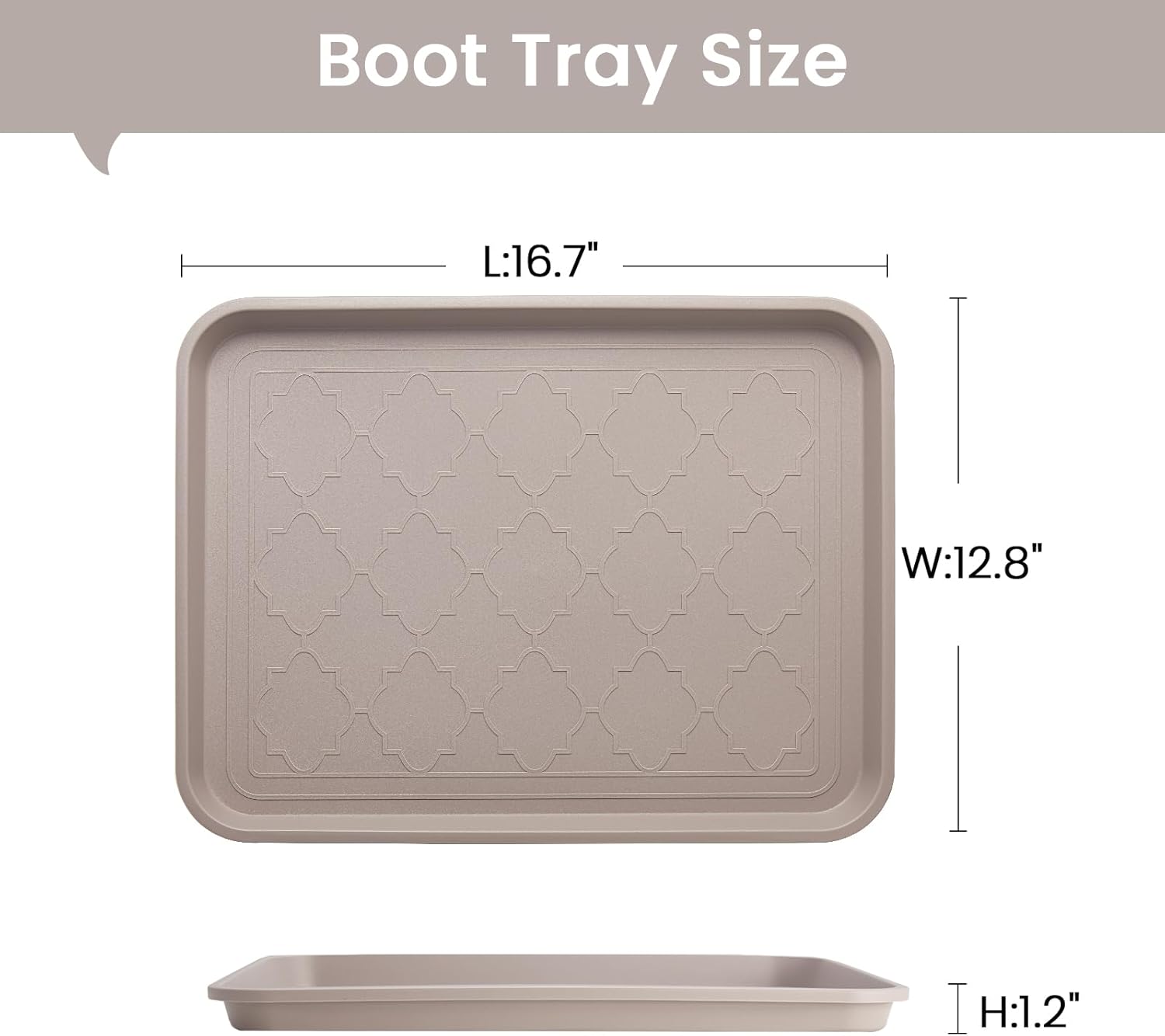 Detalle 2 de PETABBY Boot Trays, 2-Pack Waterproof Plastic Shoe Trays, Tan, 16.7 x 12.8 in