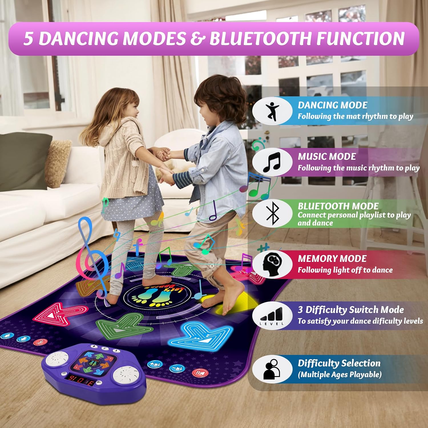 Detalle 2 de Dance Mat Toys 8-Button Light-Up Bluetooth Dance Mat