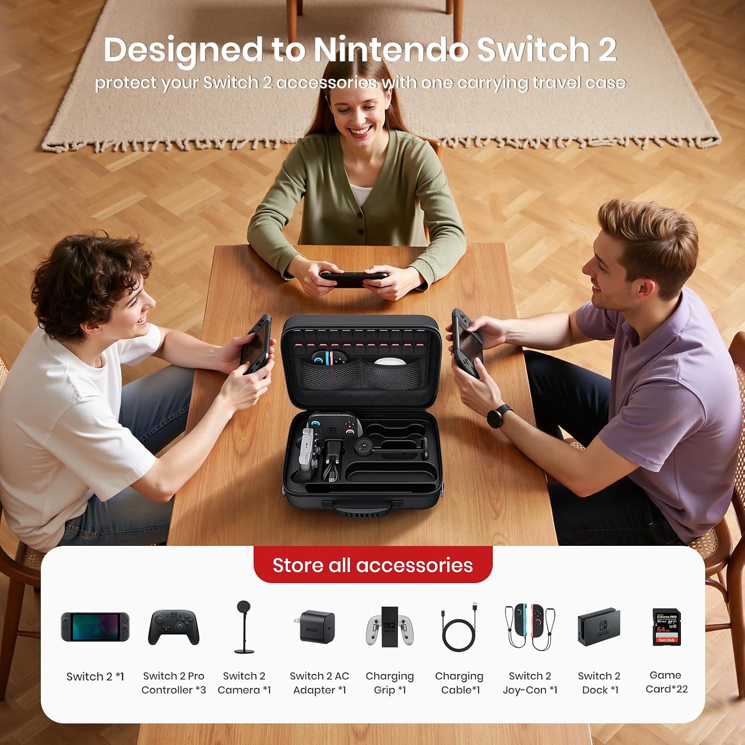Thumbnail 1 de Lmcpa Tasche kompatibel mit Nintendo Switch 2 – Hartschale, 22 Slots