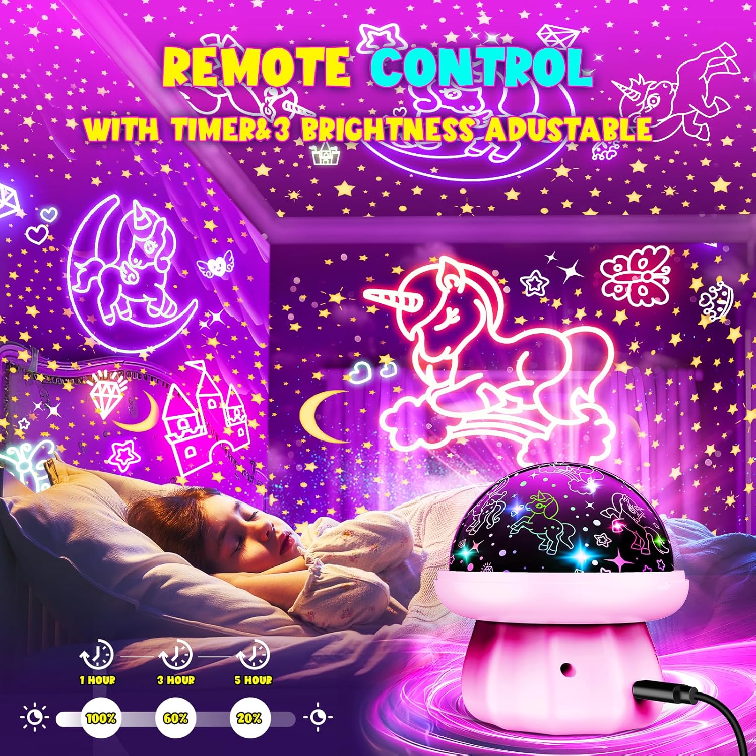 Thumbnail 1 de Hapikids Baby Night Light Projector 360°