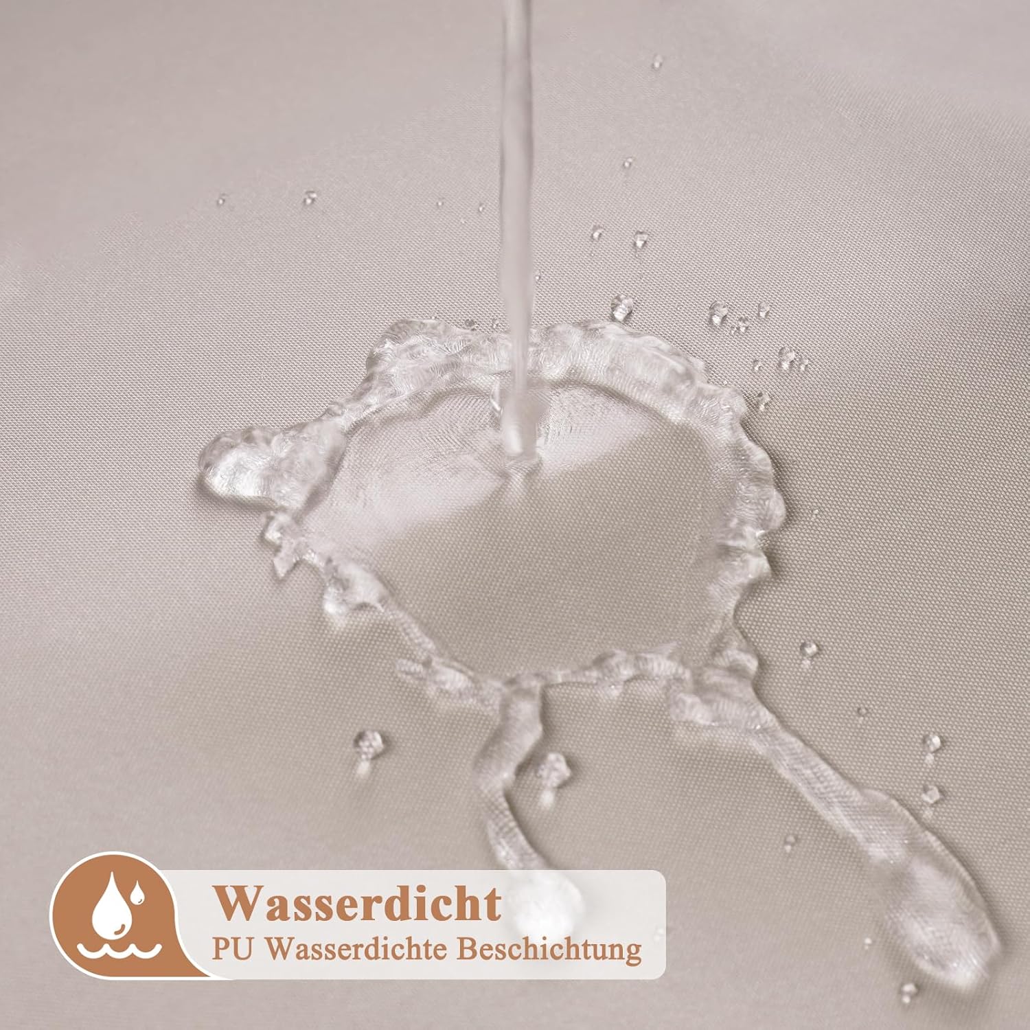 Detalle de EurCross Duschvorhang 200x180 cm sandfarben, wasserdicht & anti-Schimmel – mit 14 Ringen