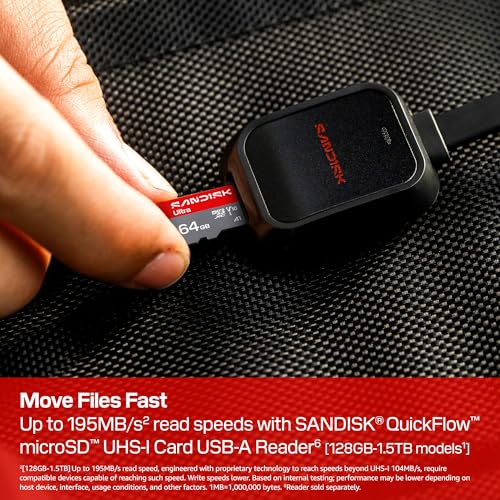 Detalle 2 de SanDisk 64GB Ultra microSD UHS-I Card (SDSQUJQ-064G-GZ6MA) — Up to 145MB/s Read, A1, C10, U1