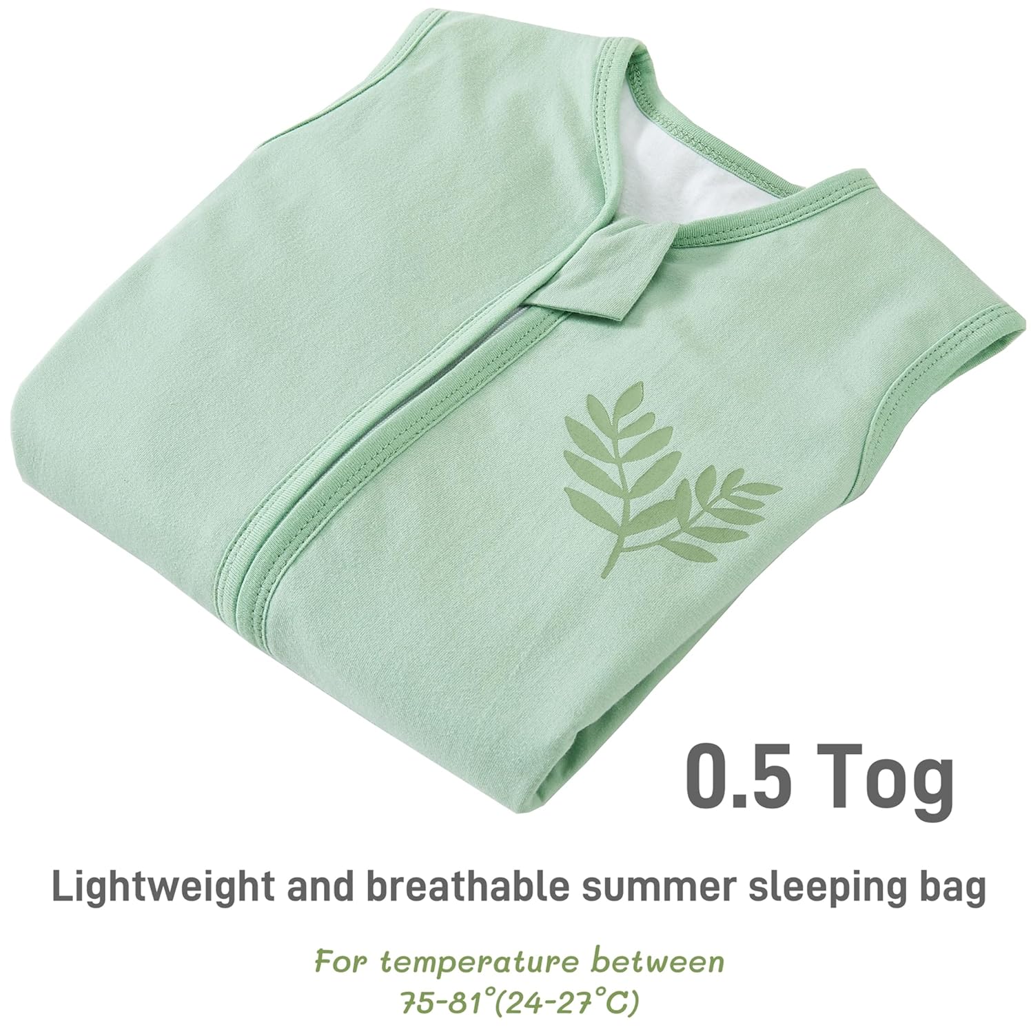 Thumbnail 1 de Chilsuessy Baby Schlafsack Sommer mit Füßen 0.5 Tog – 70–100 cm, 100% Baumwolle, Grün