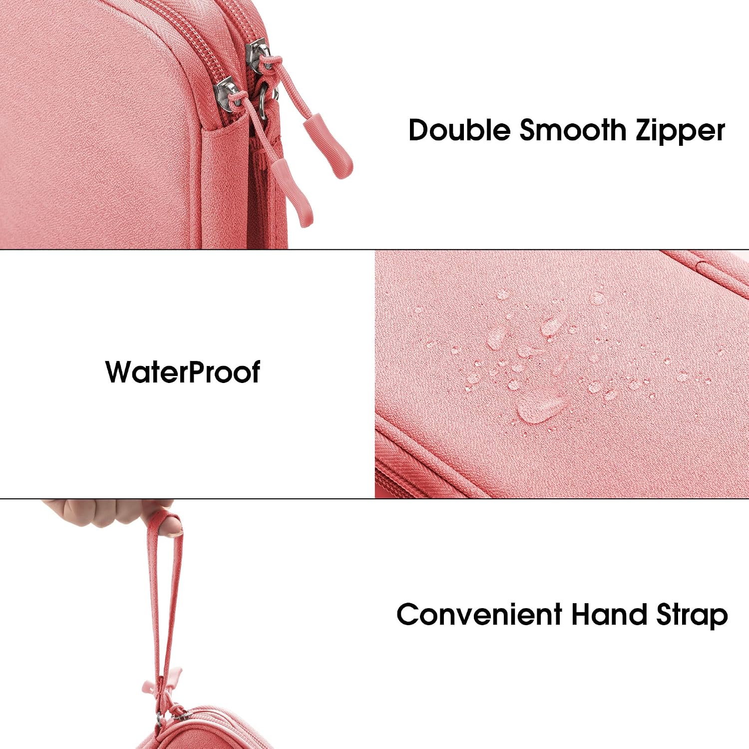 Thumbnail 3 de Arae Electronic Accessories Organizer Travel Essentials Cable Bag (Pink, M) with double-layer storage