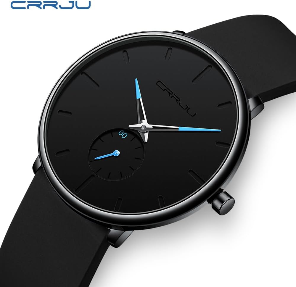 Detalle de CRRJU Herren Uhren – Ultraleichtes Minimalismus-Chronograph-Design mit Silikonarmband