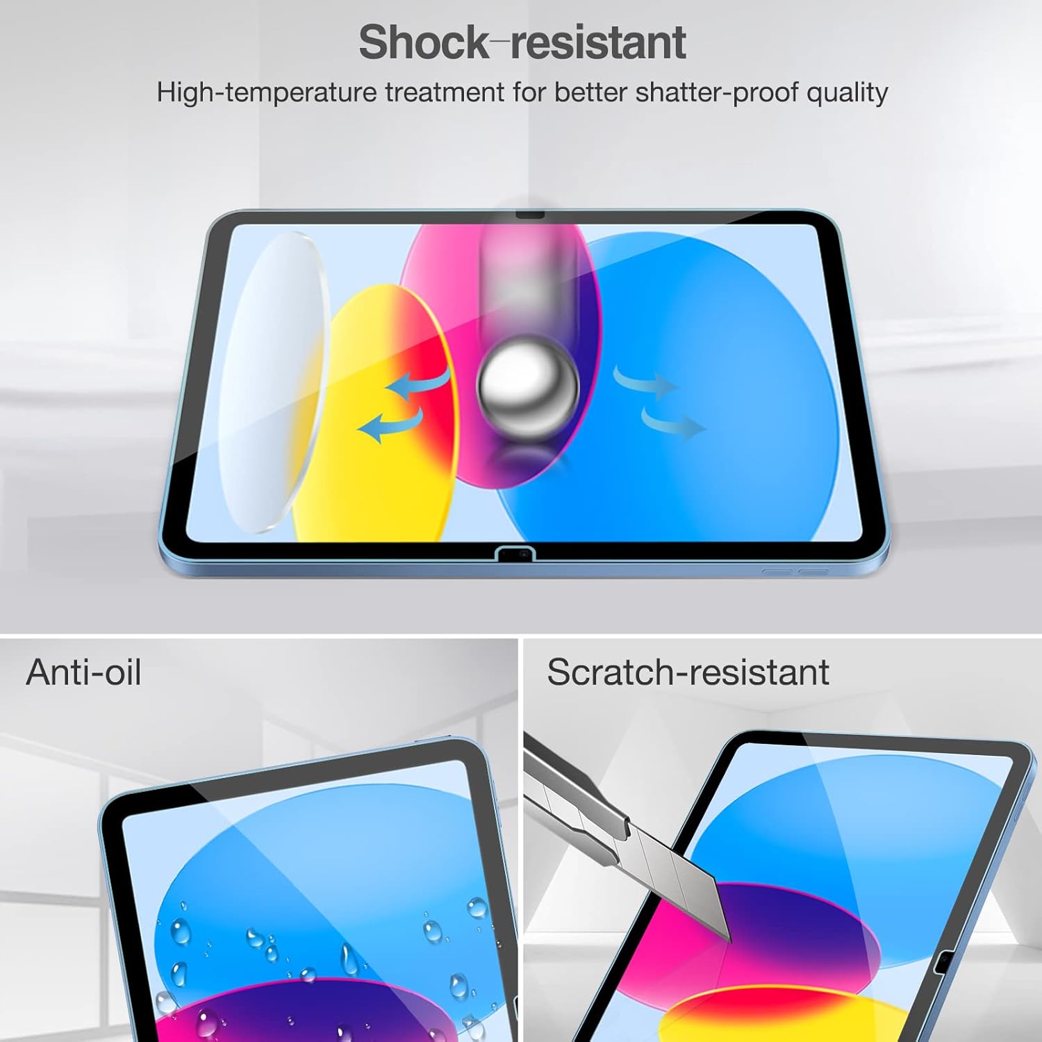 Thumbnail 4 de ProCase 3er Set Schutzfolie 11 Zoll für iPad 11 (A16) und iPad 10. Gen (2022) – 0,33 mm, 9H