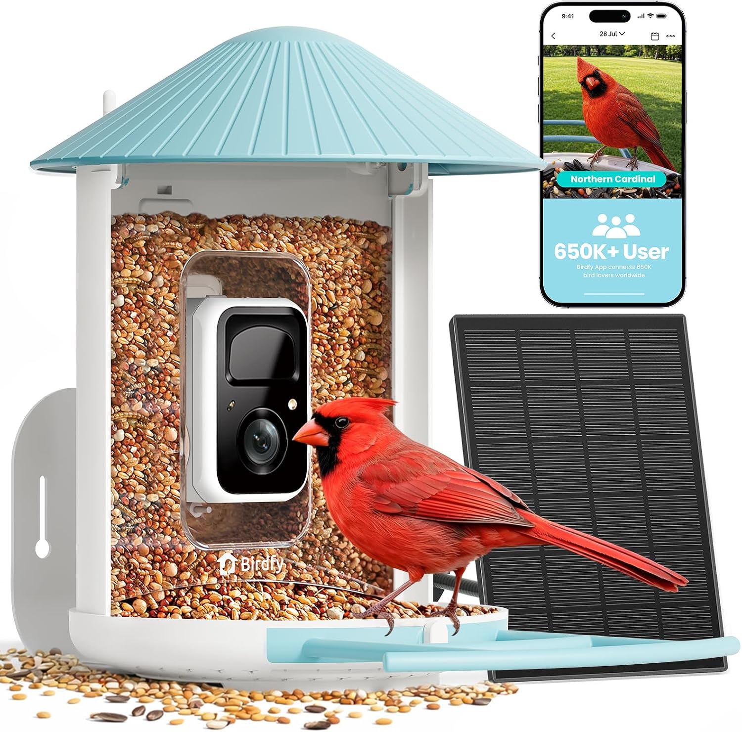 Detalle de NETVUE by Birdfy Smart Bird Feeder with 2K HD AI Camera (Solar Powered, Wireless)