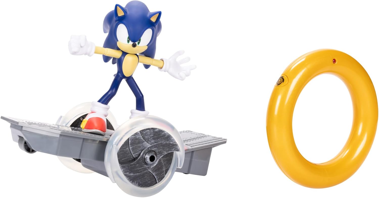 Sonic the Hedgehog Speed RC Vehicle with Gold Ring Controller and 6-inch articulated Sonic figure