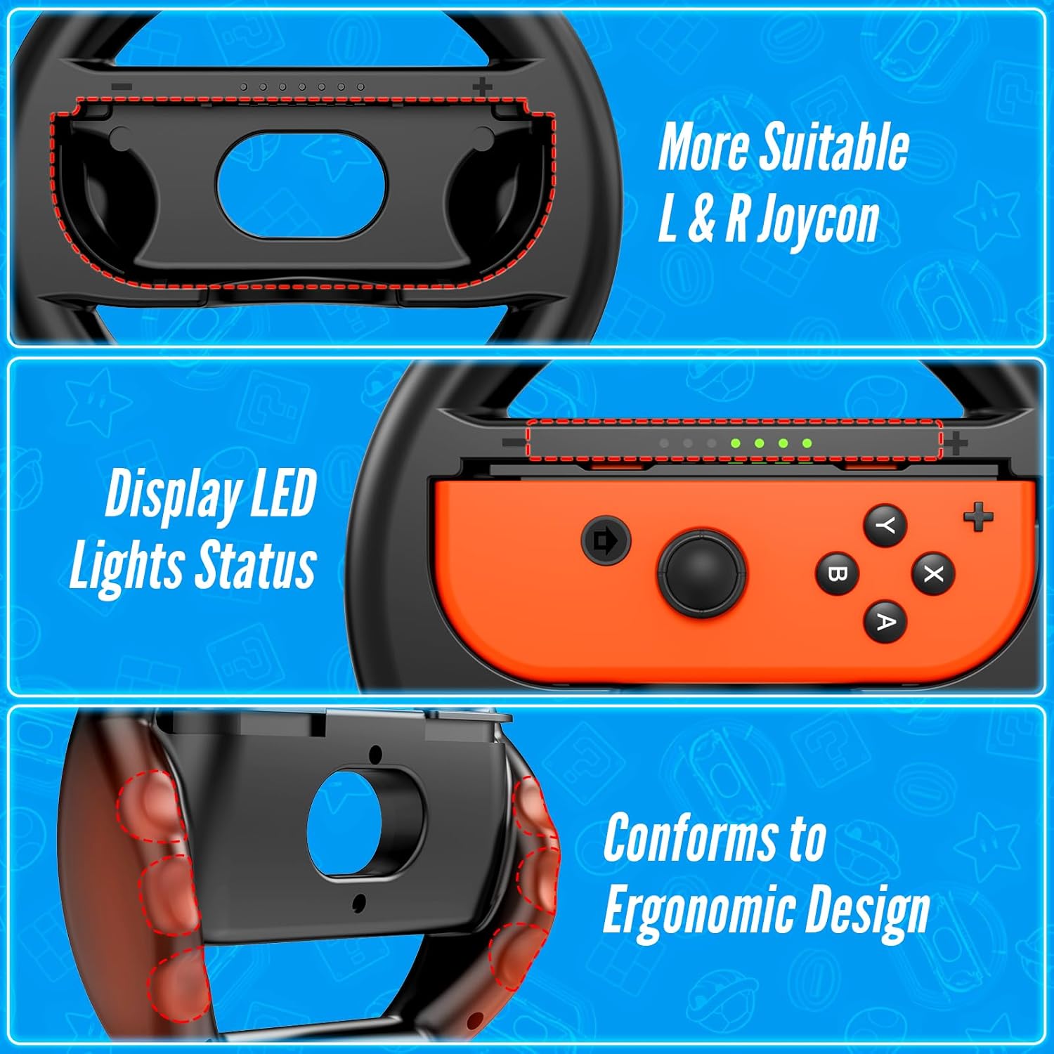 Thumbnail 5 de Shadowin 2 Packs Steering Wheels for Nintendo Switch & OLED Controller