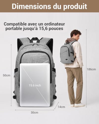 Detalle 2 de Kono Sac à Dos Antivol pour PC 15,6'': sécurité et confort au quotidien