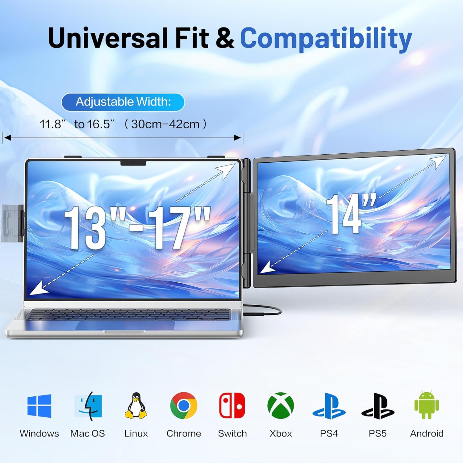 Thumbnail 6 de Anyking 14” FHD Laptop Screen Extender: Portable Dual Monitor for 13–17.3” Laptops
