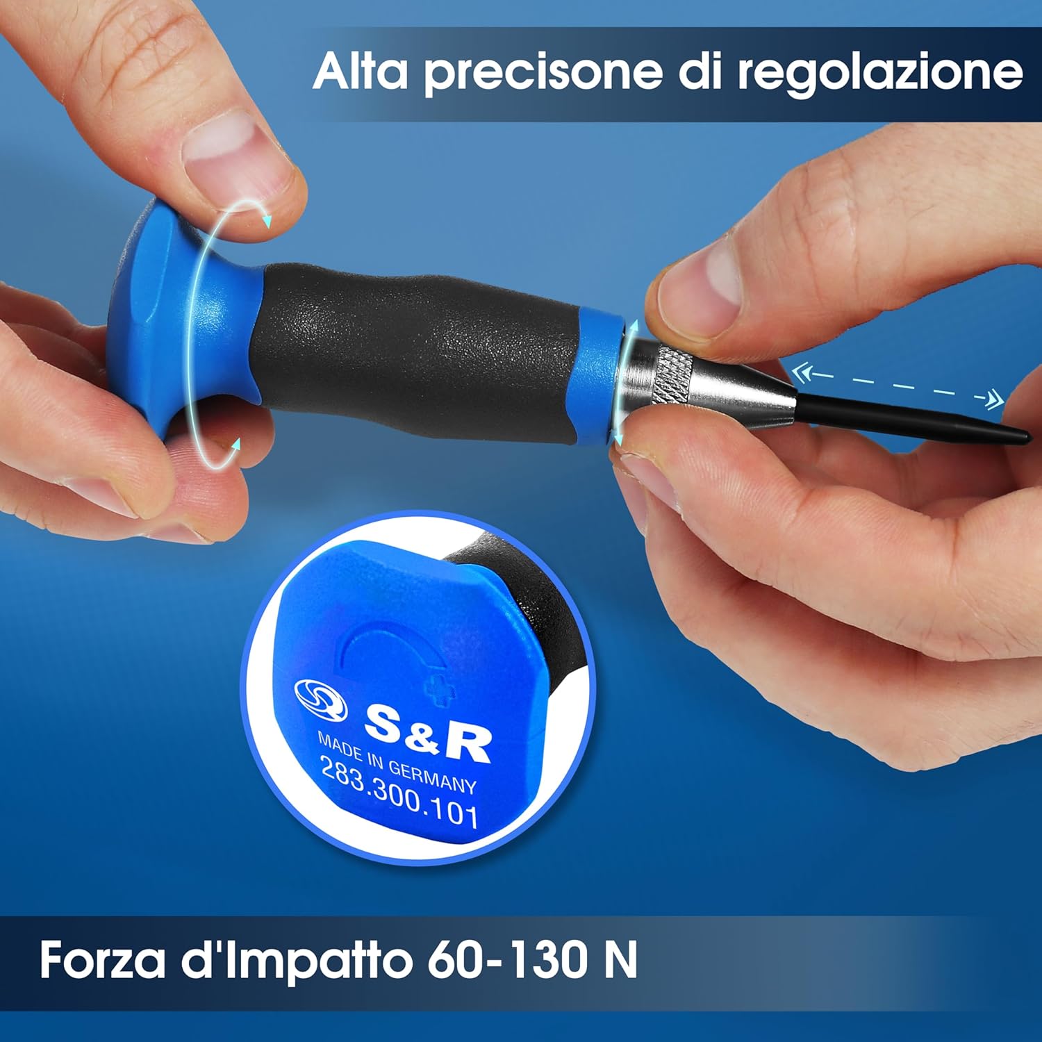 Thumbnail 2 de Bulino Automatico S&R Centrale Professionale Regolabile 60-130 N per Metallo, Legno e Materiali Duri – con Punta di Ricambio (Made in Germany)
