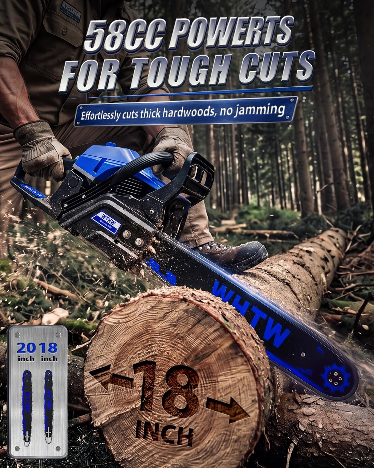 Thumbnail 1 de WTHW Gas Chainsaw, 58 cc