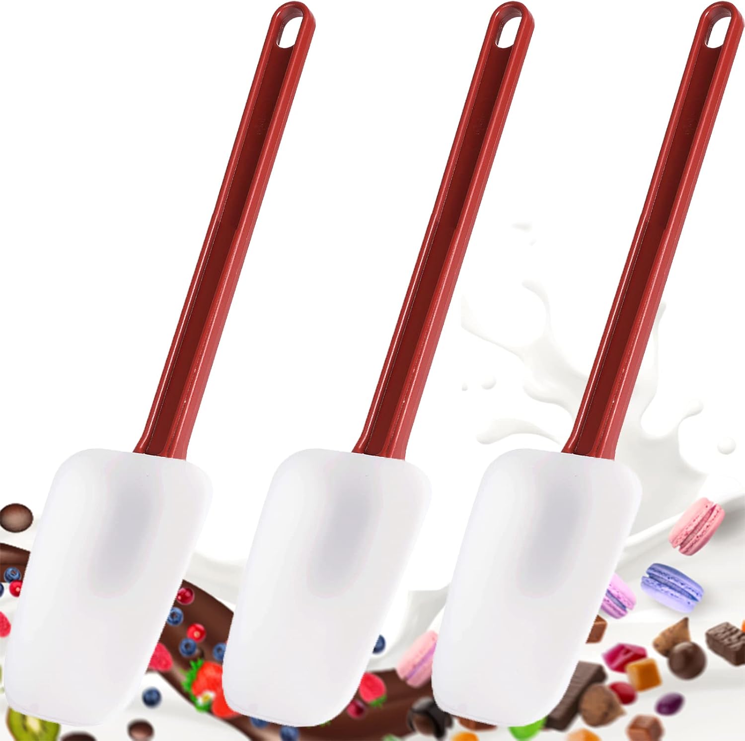 Detalle de 3 Stück Silikon Pfannenwender 41 cm – BPA-freier Gummi-Spachtel, hitzebeständig bis 260 °C, Nylongriff