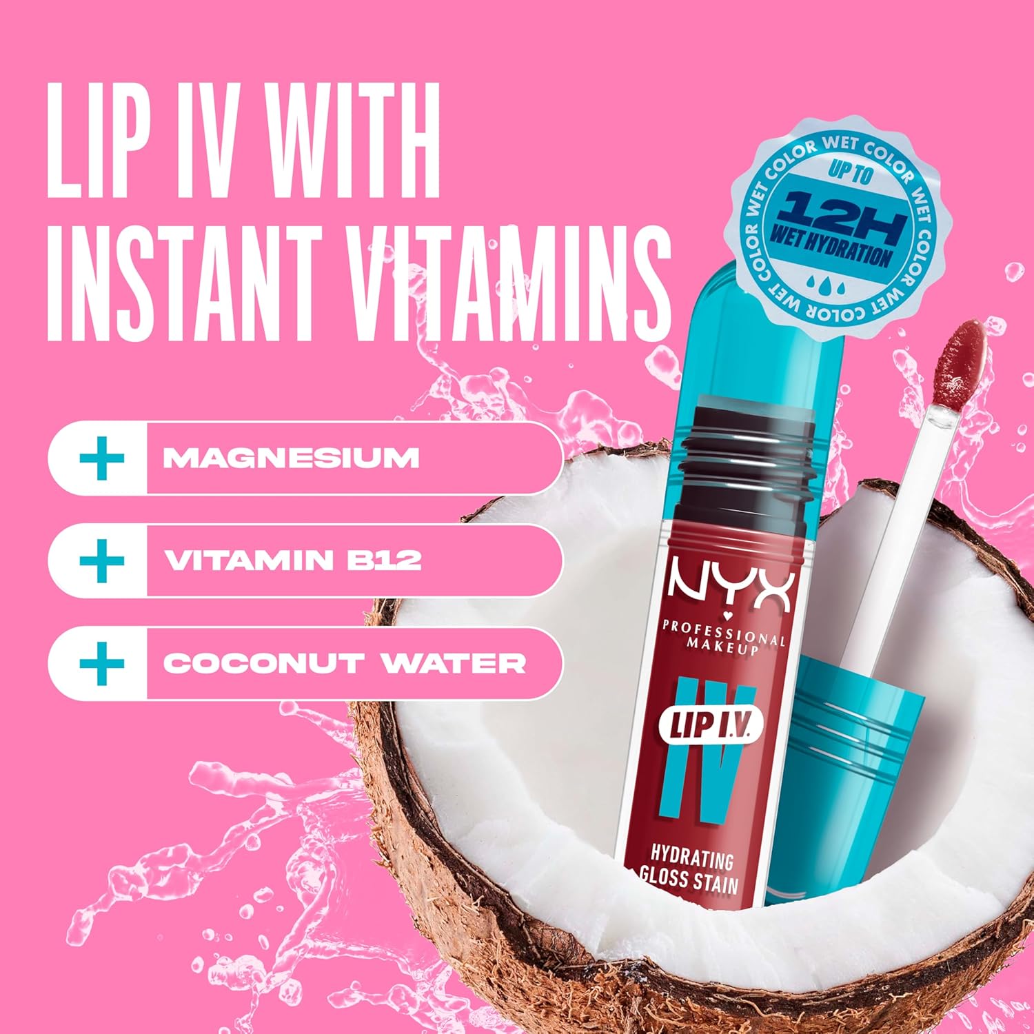 Thumbnail 4 de NYX Lip IV Hydrating Gloss Stain – 2 in 1 Feuchtigkeitspflege und langanhaltende Farbe in Red-y.Set.Wet!
