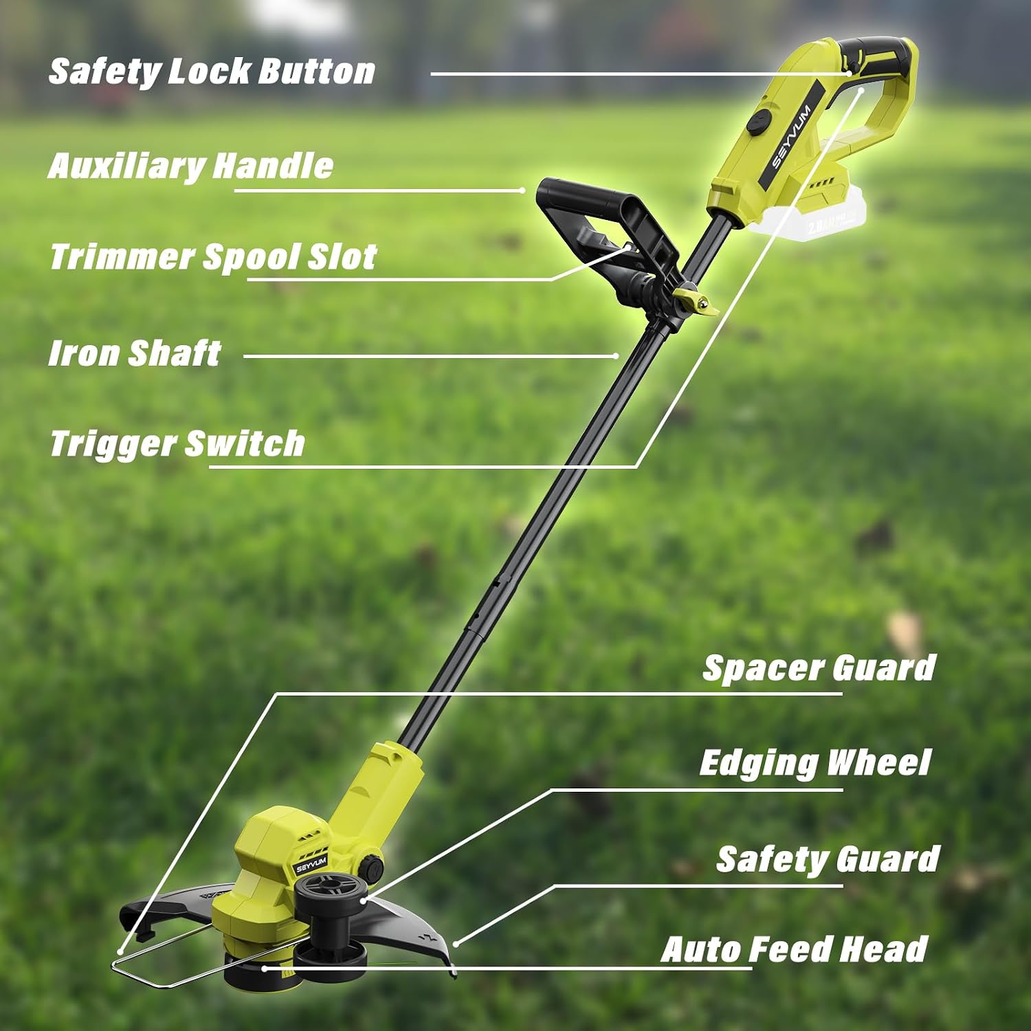 Thumbnail 6 de SEYVUM 20V Cordless String Trimmer, 12-Inch, Auto Feed, Two Batteries