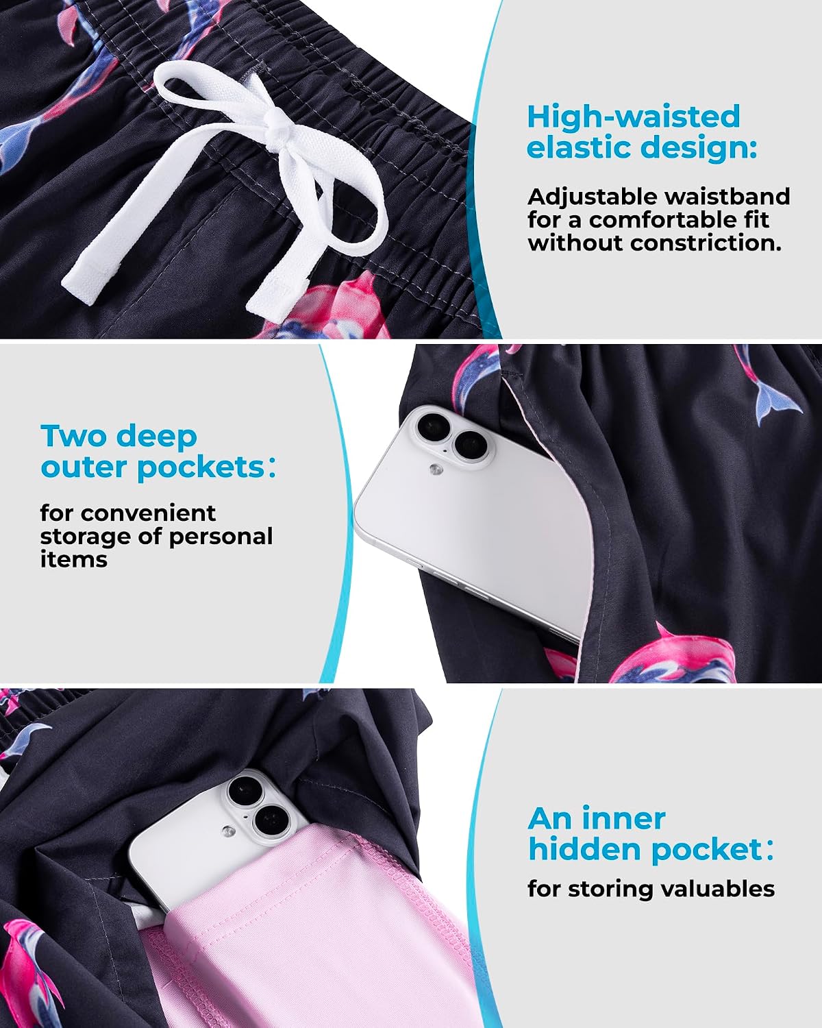 Detalle de FreSprtti 2-in-1 Swim Trunks: All-day Comfort with a Secure Liner and Quick-Dry Tech