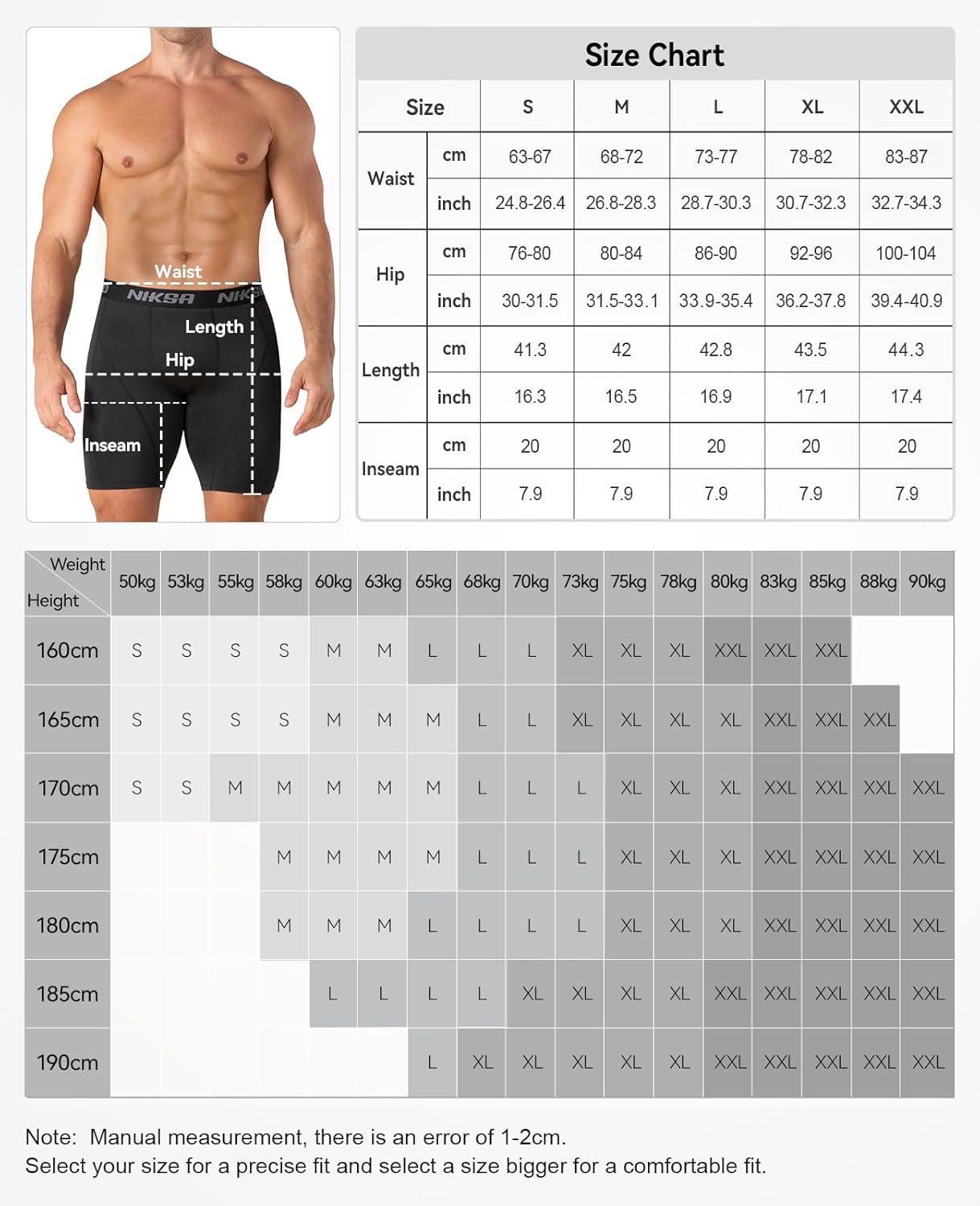 Thumbnail 6 de Niksa Compression Shorts Men (2 Pack) – Anti-Chafing Base Layer for Training & Athletics