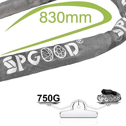 Detalle de SPGOOD Fahrradschloss Ketten mit Zahlen – gehärtete 7 mm Kette, 830 mm, Grau