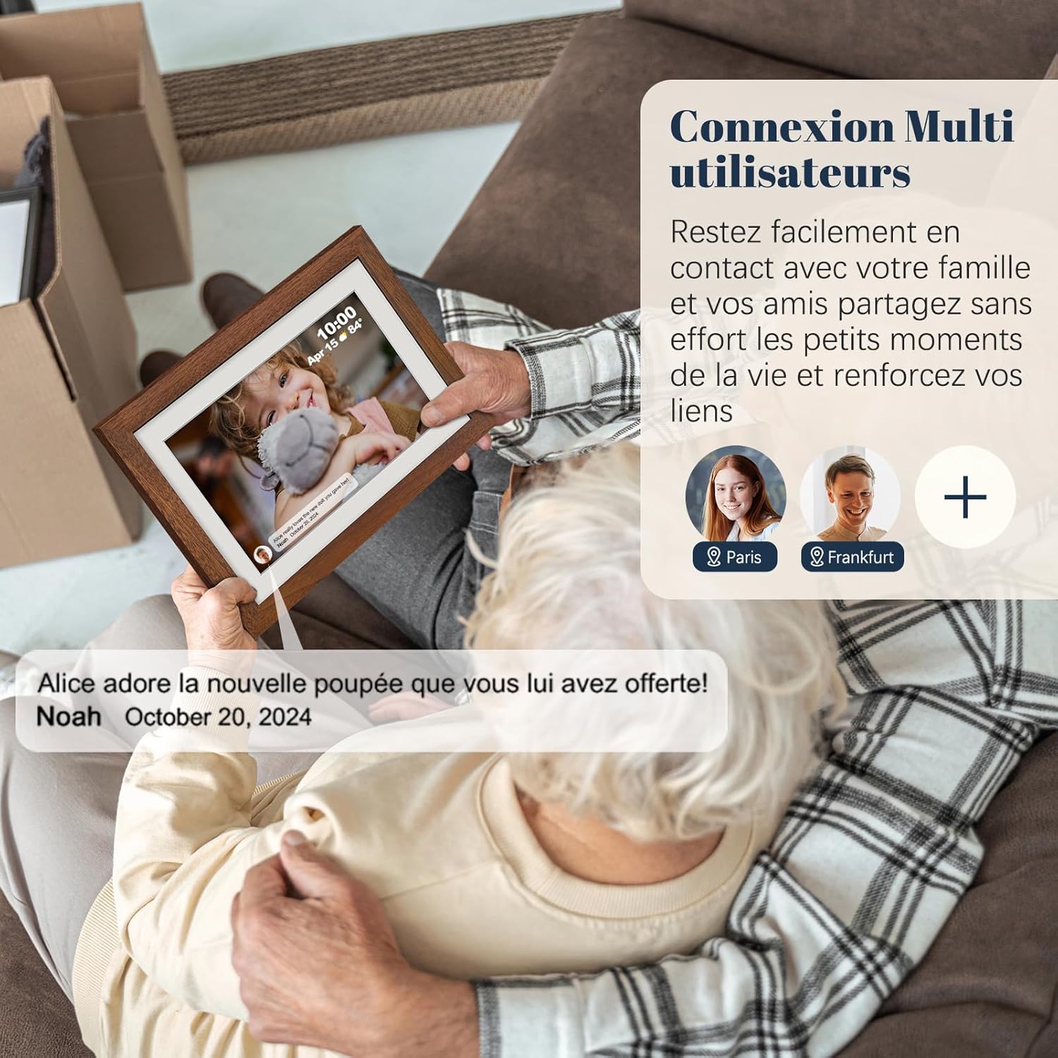 Thumbnail 5 de Frameo Cadre Photo Numérique WiFi 10.1" Noyer — 32 Go, Écran IPS tactile 1280 x 800