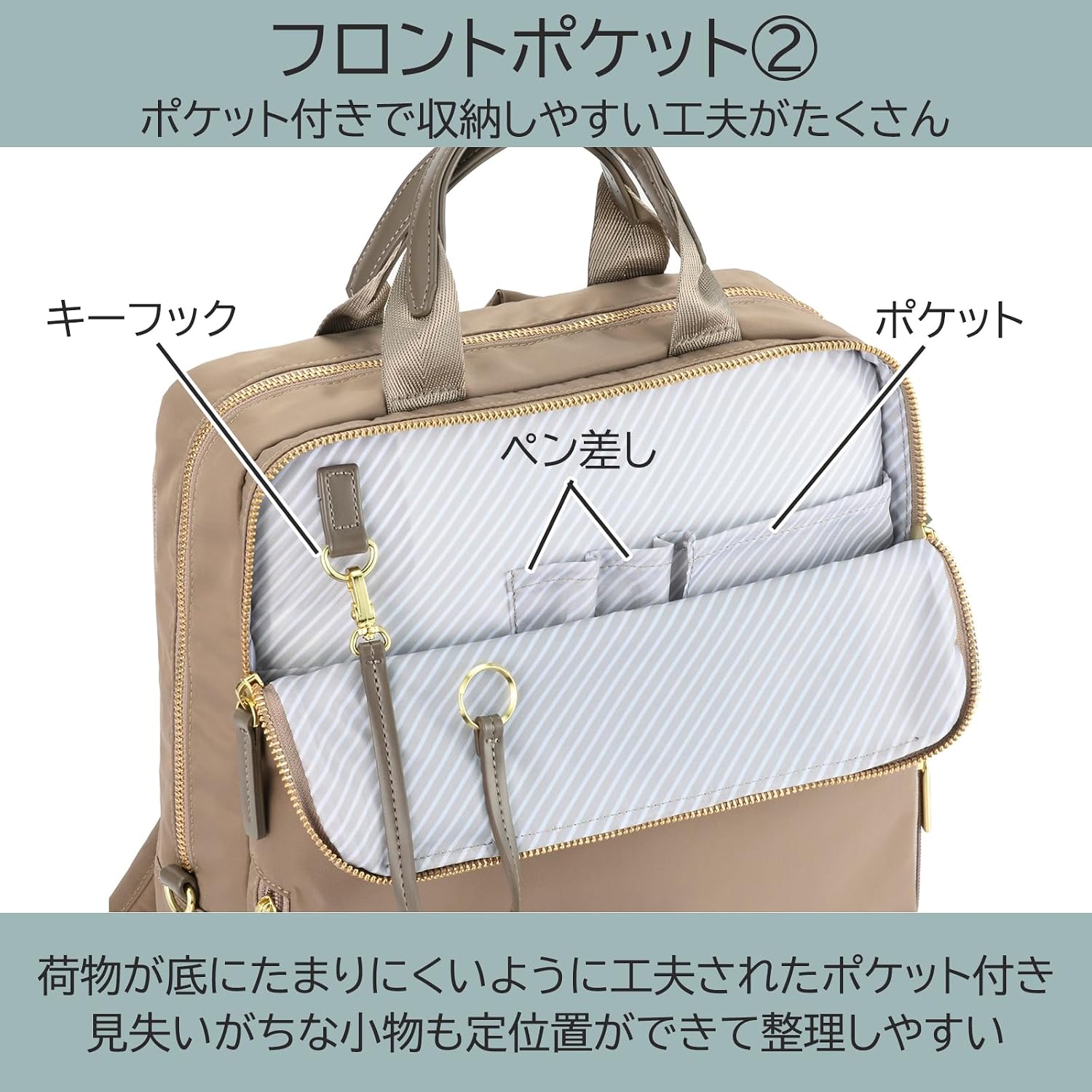 Detalle de エースジーン フィッテム No.68682 レディースビジネスリュック A4・14.0インチPC対応、スリム設計