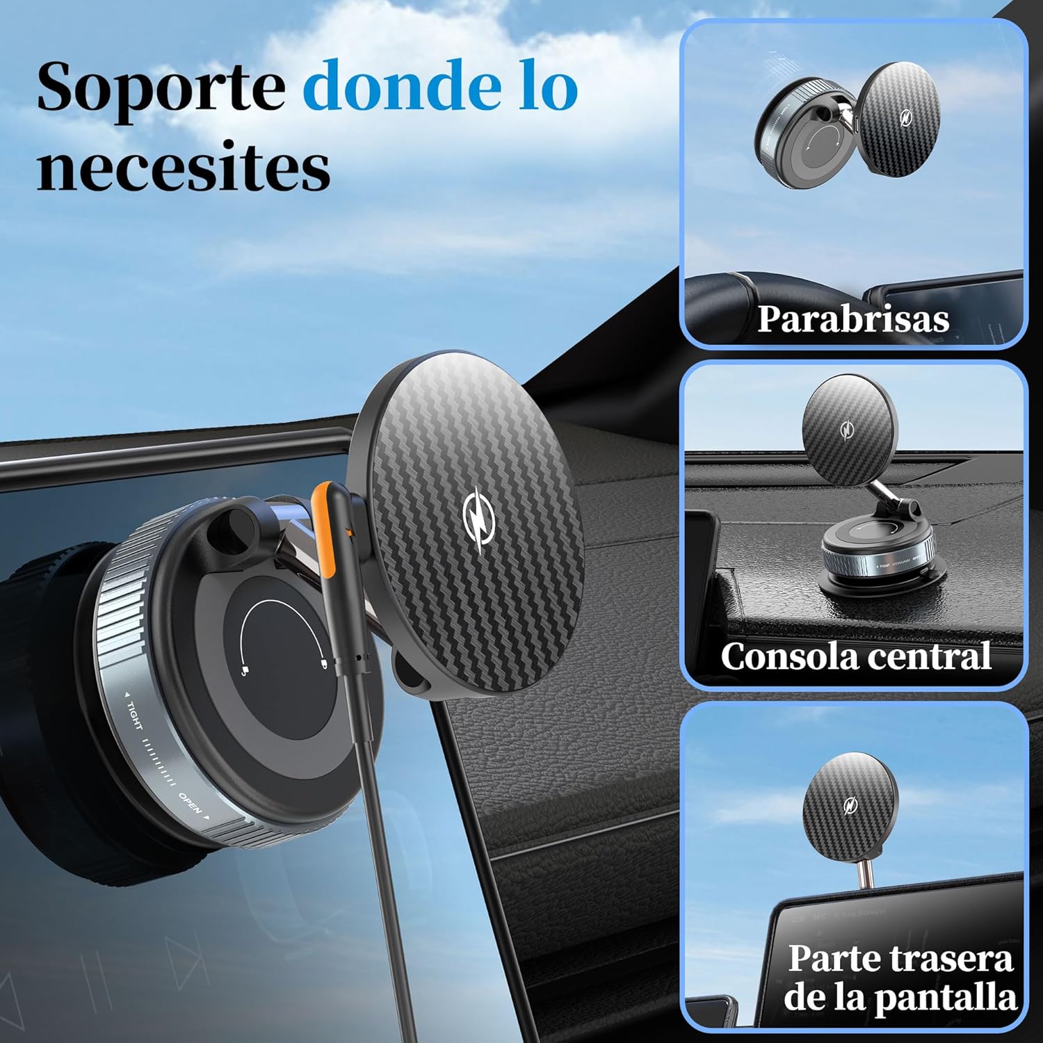 Thumbnail 3 de PlusAcc soporte magnético 15 W para coche