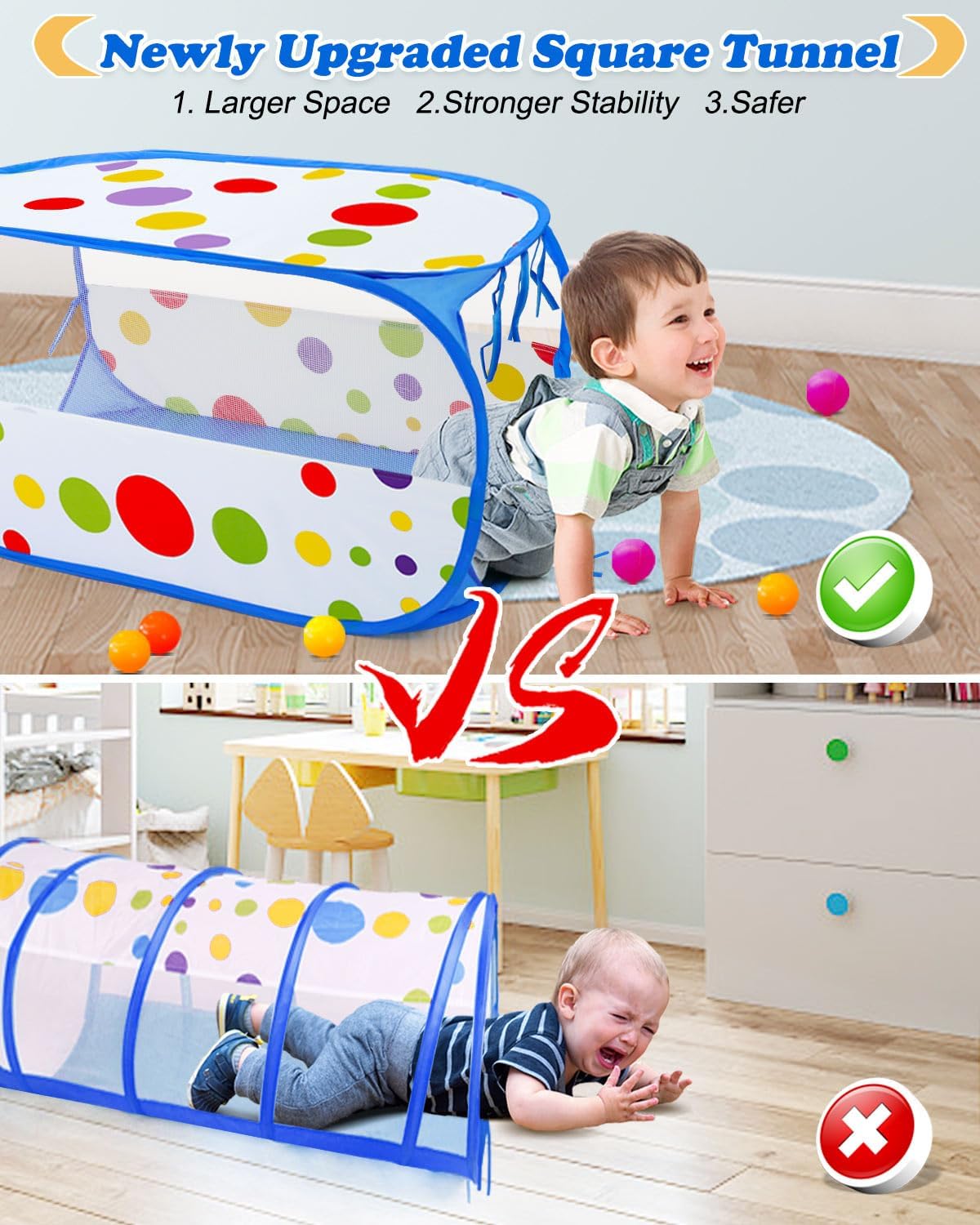 Detalle 2 de MAIKEHIGH Kids Play Tent and Tunnel, 3 in 1 Pop Up Play Set with Ball Pit – Indoor & Outdoor Garden Toy