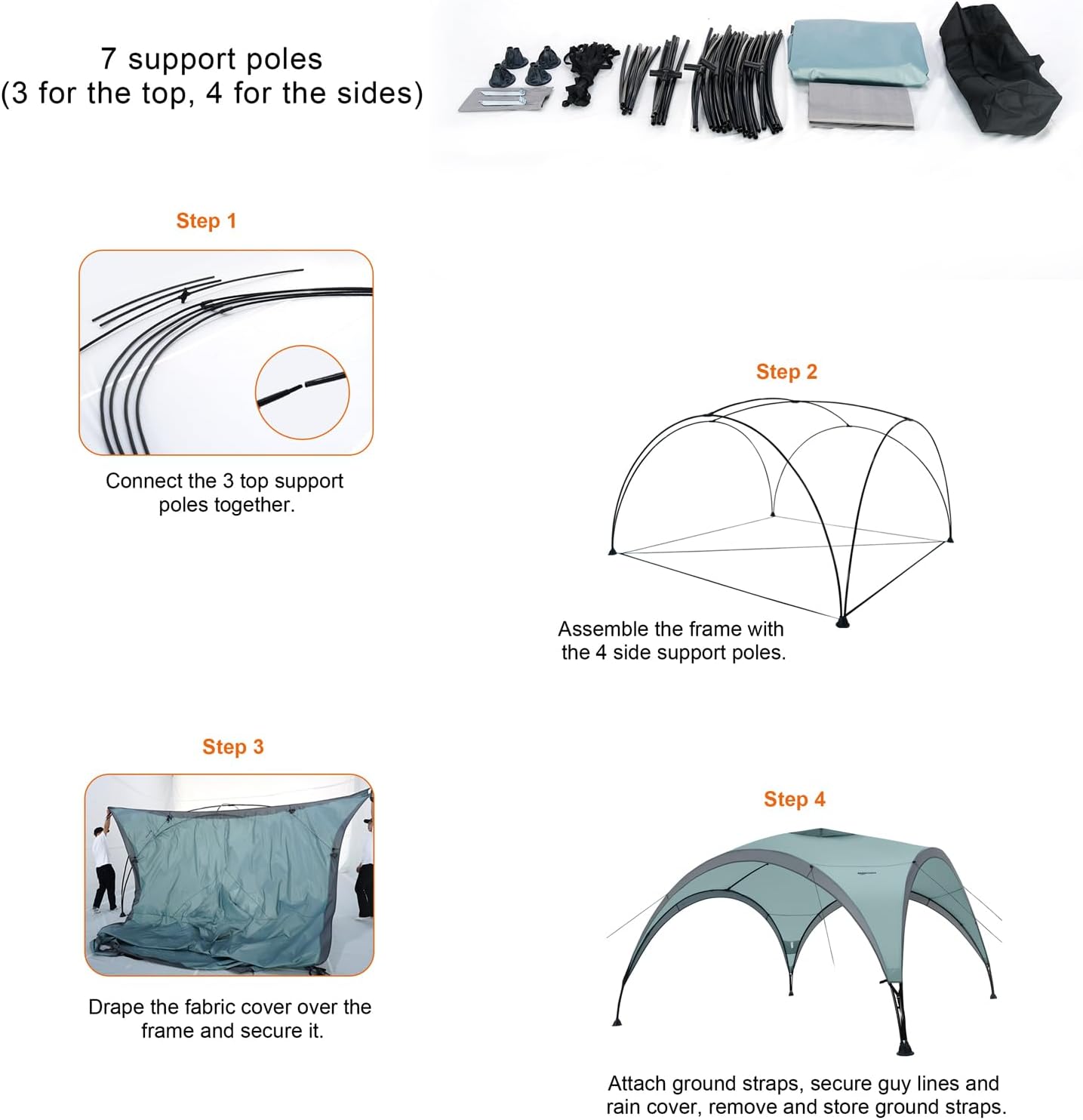 Thumbnail 6 de Amazon Basics Event Garden Gazebo Sun Shelter (3.65 x 3.65 m) in Light Green
