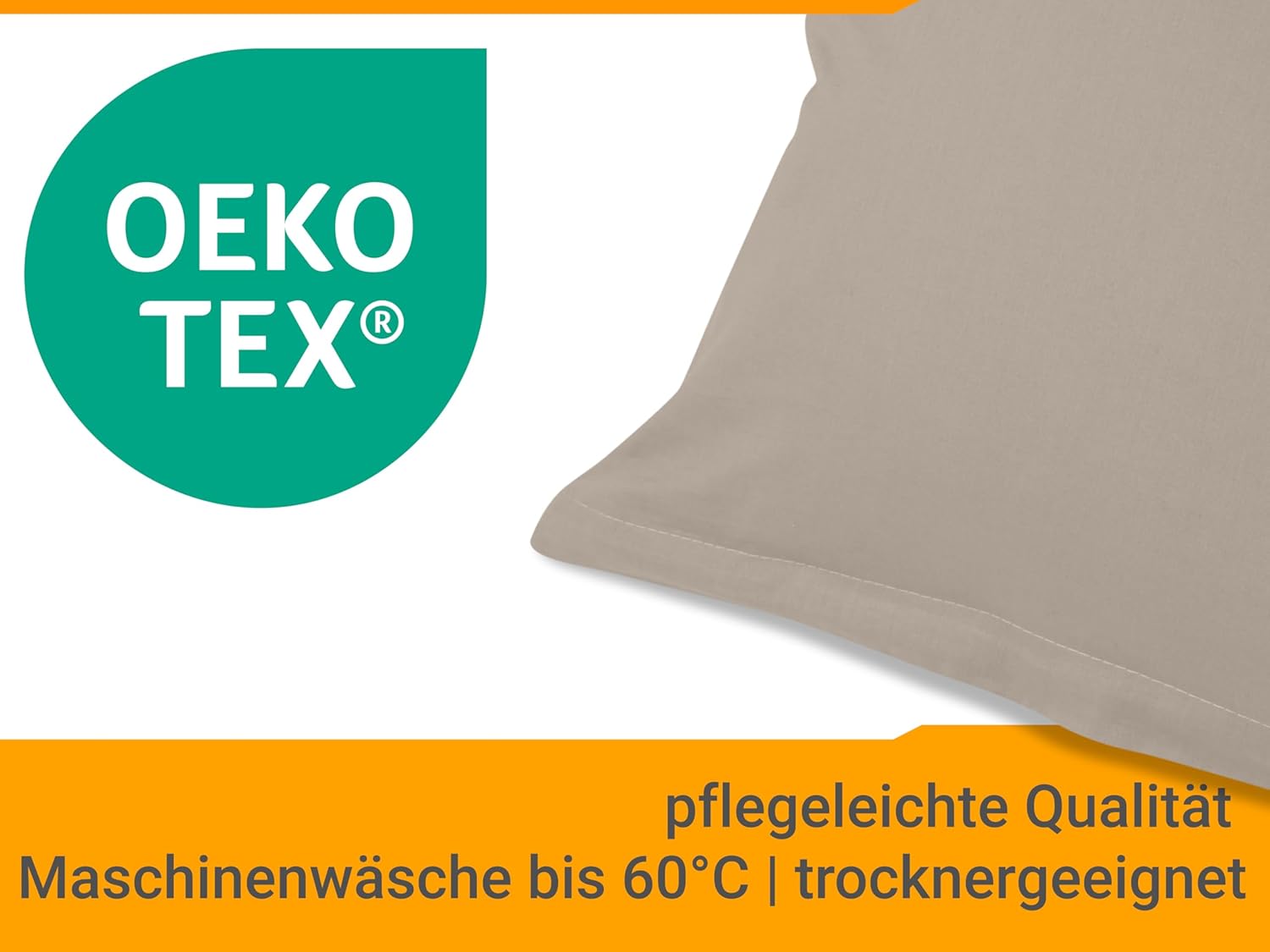 Thumbnail 5 de Taie d’oreiller npluseins 40x80 – Lot de 2 en coton renforcé, cappuccino
