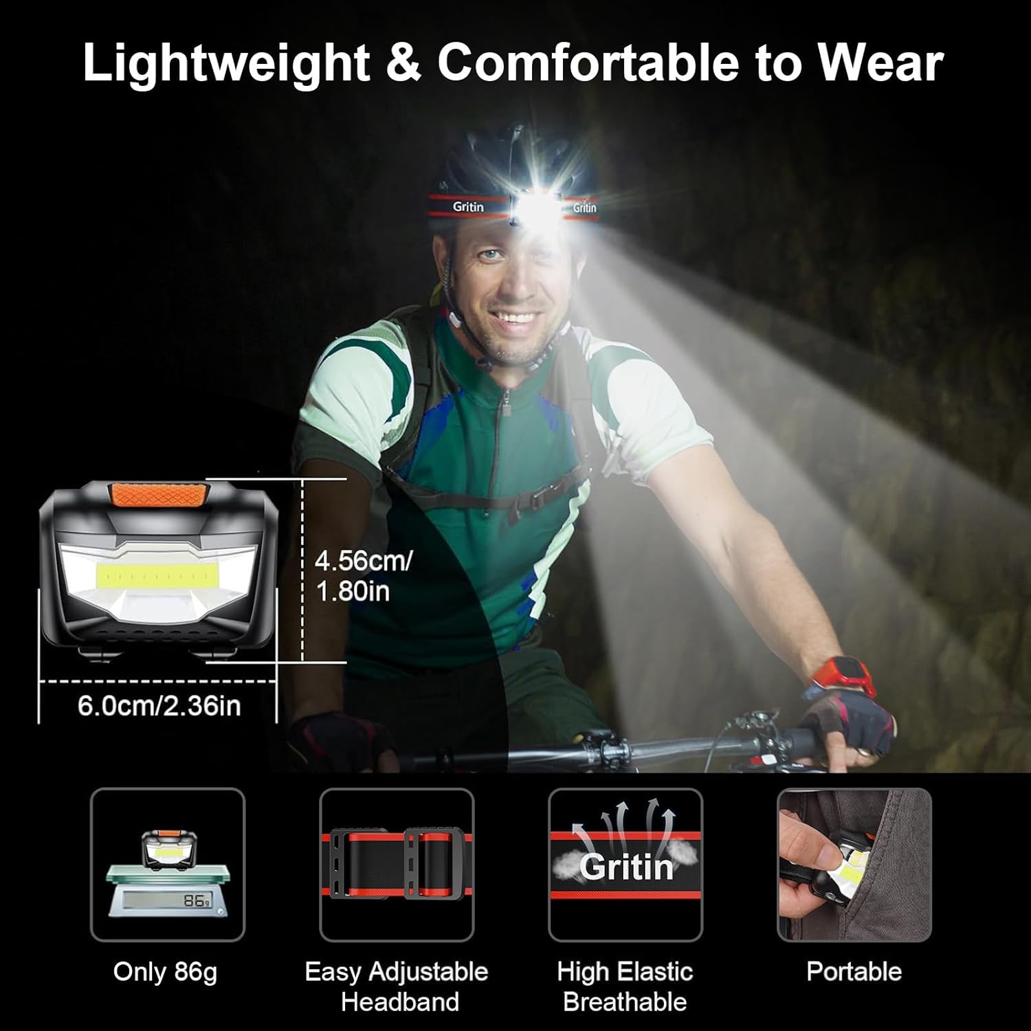 Thumbnail 4 de Gritin LED Head Torch 2-pack headlamp