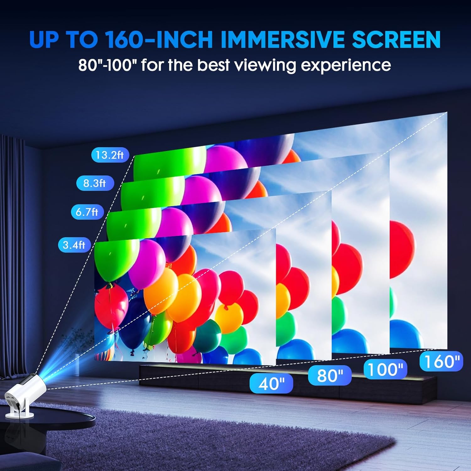 Thumbnail 3 de Tecaki Mini Projector (Android 14 & built-in apps) with WiFi 6, Bluetooth 5.2 and auto keystone for home cinema