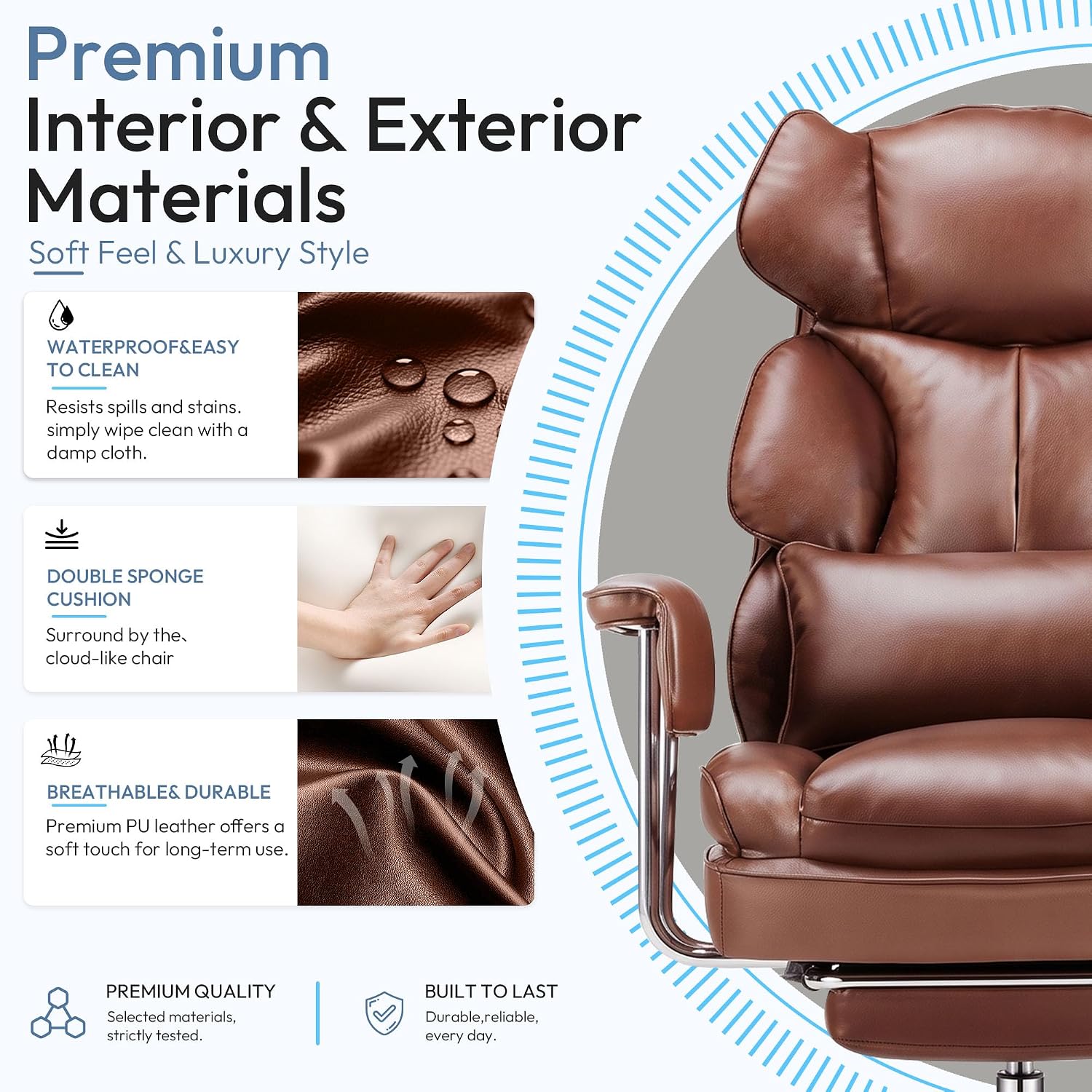 Detalle de Big and Tall Office Chair in PU Leather