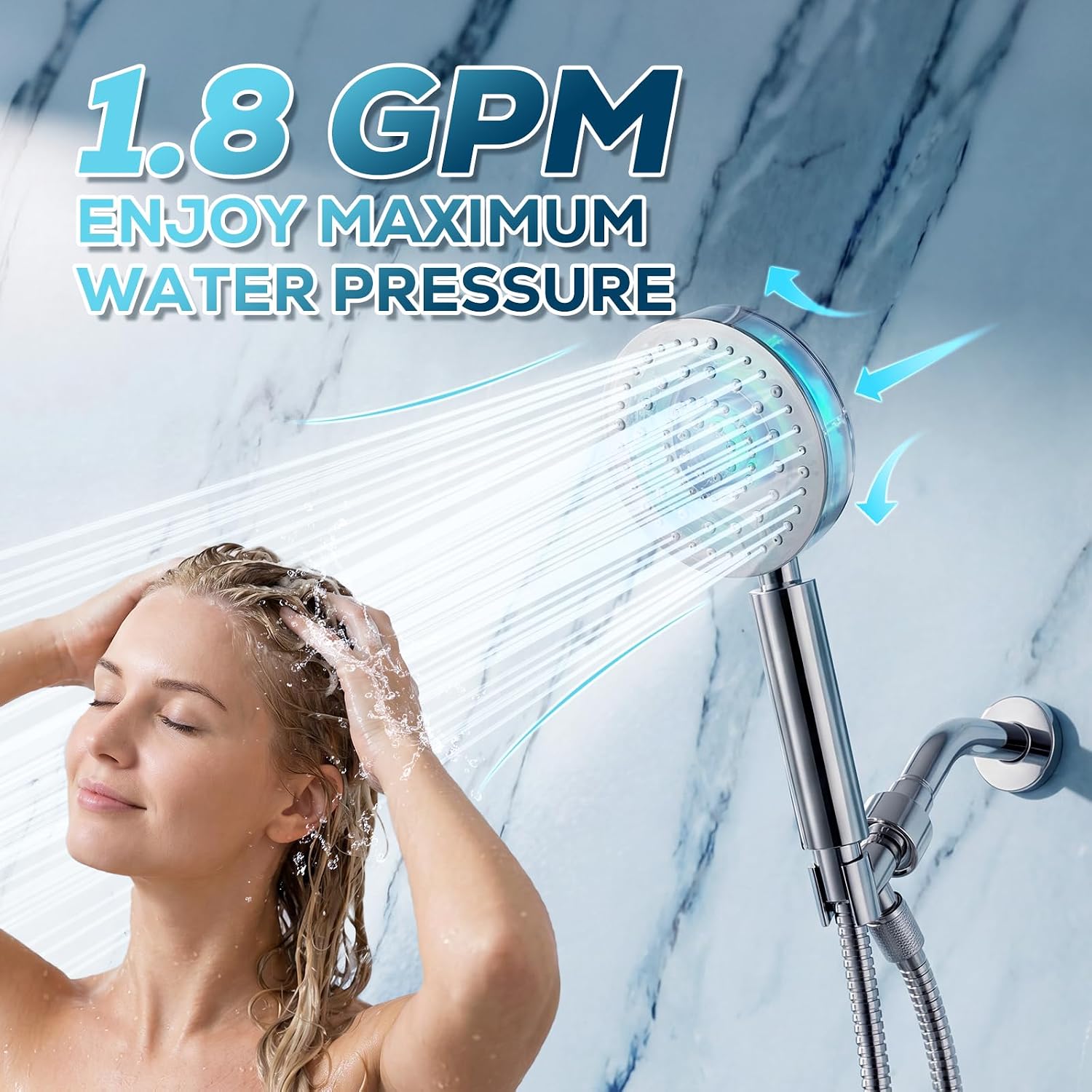 Detalle 2 de Metal Handheld Shower Head with 6 Spray Settings