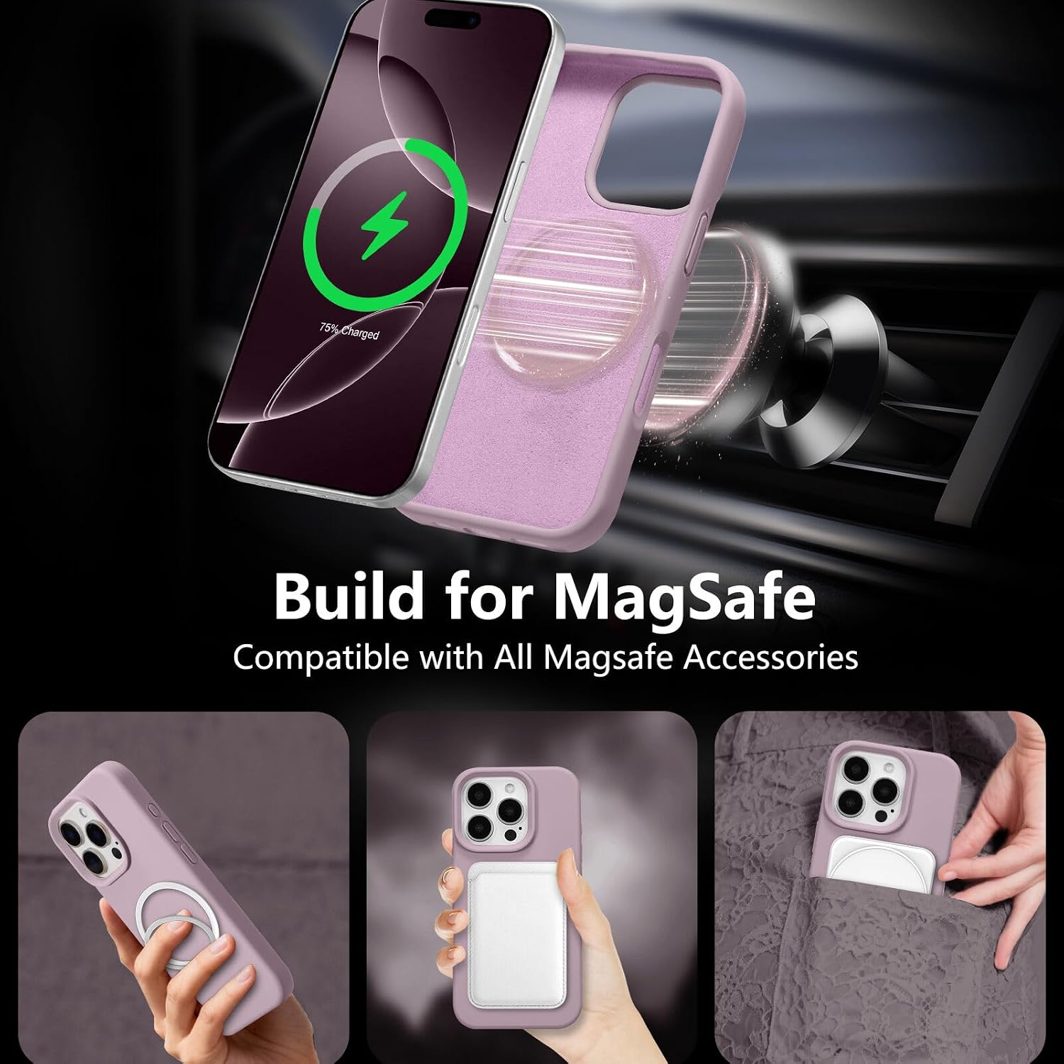 Detalle 2 de UCASONG Magnetic for iPhone 13 Pro Case 6.1" - Premium Liquid Silicone with MagSafe