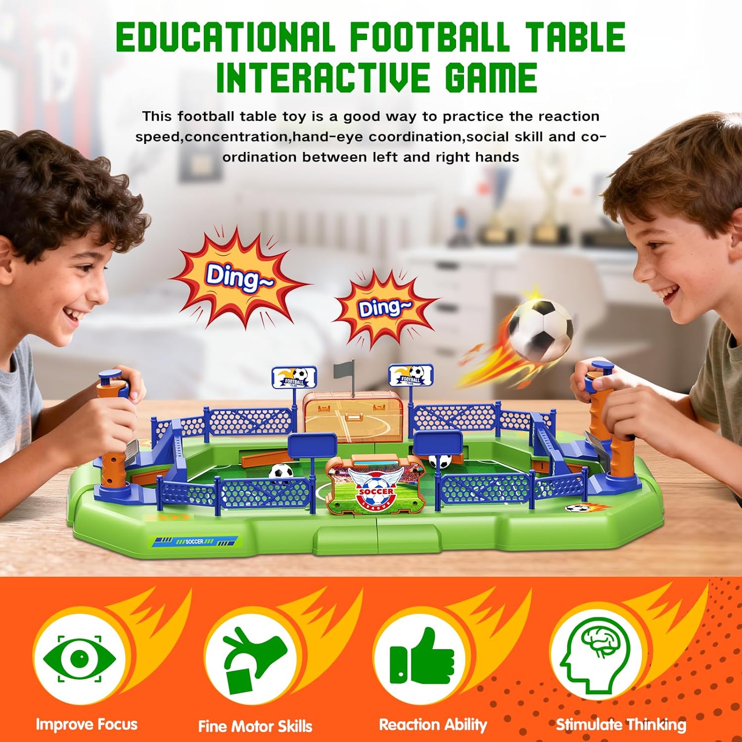 Detalle 2 de Mini Foosball Table Game for Kids — Portable Soccer Board Game