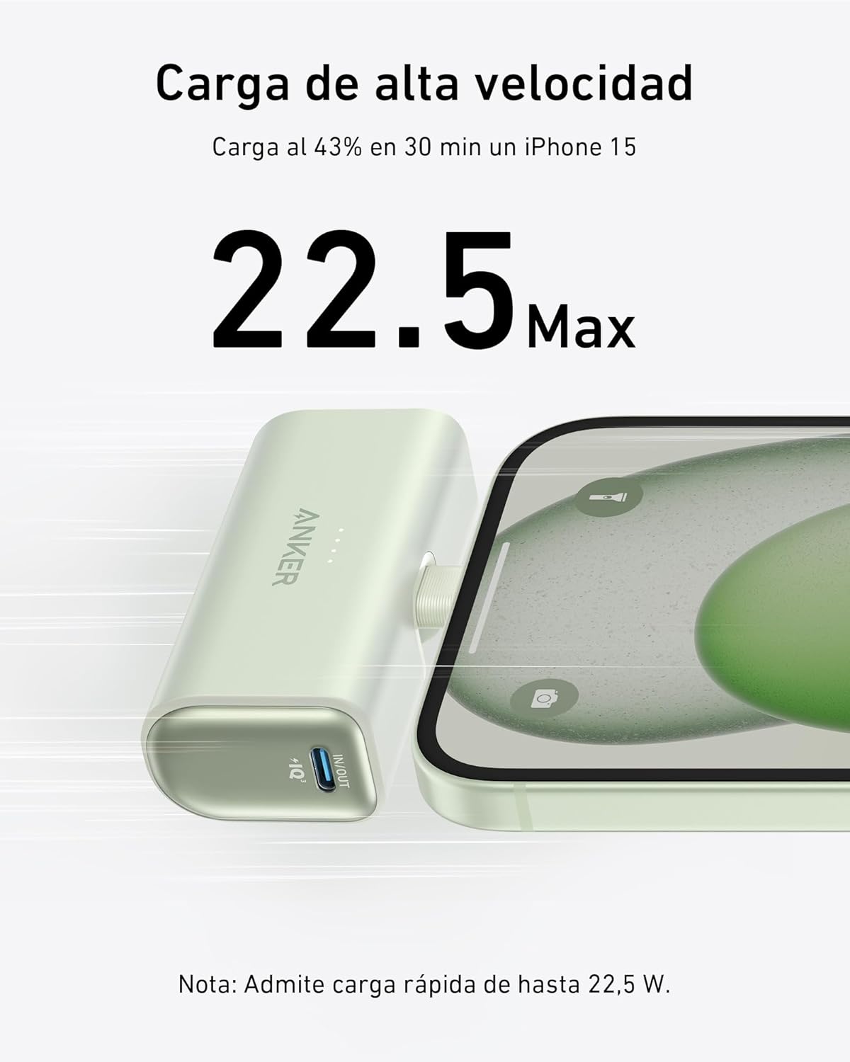 Detalle 2 de Anker Nano Powerbank 5000mAh 🔋 USB-C, compatible con iPhone y más