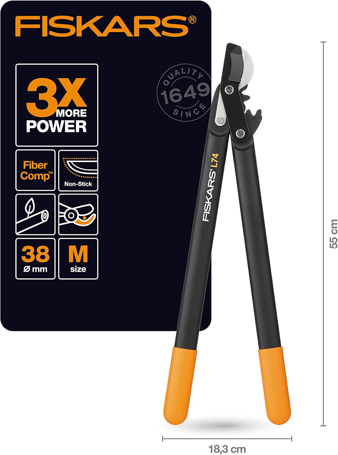 Thumbnail 6 de Fiskars PowerGear II Bypass-Getriebeastschere L74 (55 cm) – Antihaftbeschichtet, Rostfreier Präzisionsstahl