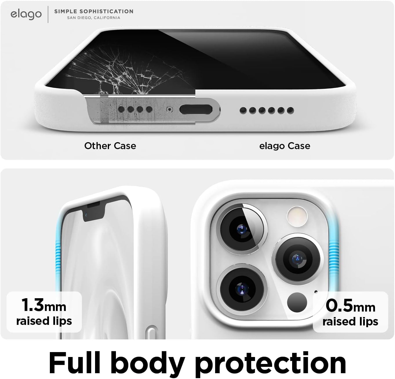 Detalle de elago Coque Silicone Liquide pour iPhone 13 Pro Max (6,7") – Étui silicone premium blanc, protection antichoc à 3 couches
