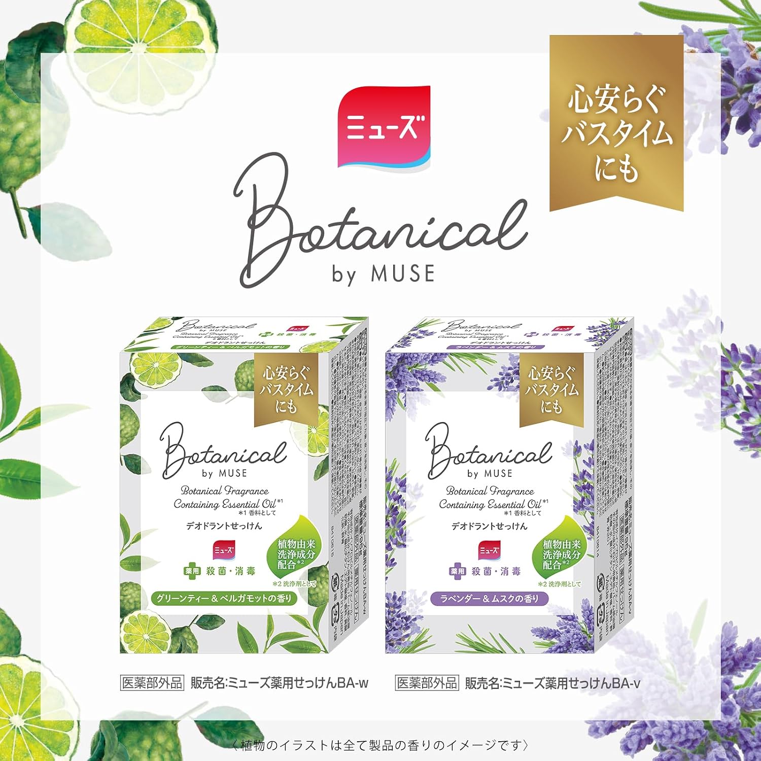 Detalle de ミューズ ボタニカル ラベンダー 固形せっけん 4個セット|ラベンダー&ムスクの香り