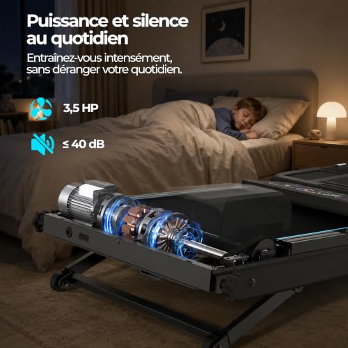 Detalle de Hirvesty Tapis de Course Pliable Inclinable 15% Auto - 12 km/h, Écran Tactile