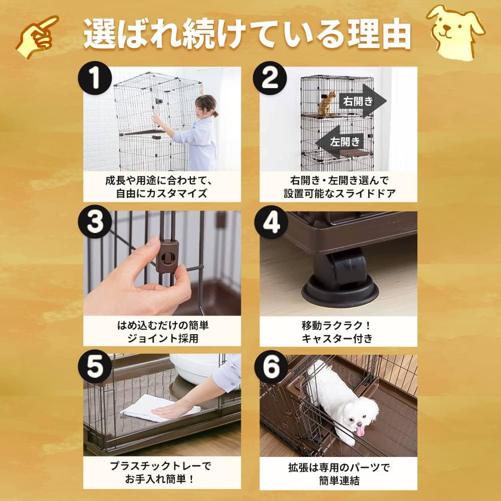 Detalle de アイリスオーヤマ P-CS-470V 室内犬用サークル 幅約47×奥行約65×高さ約65cm、ウォールナット