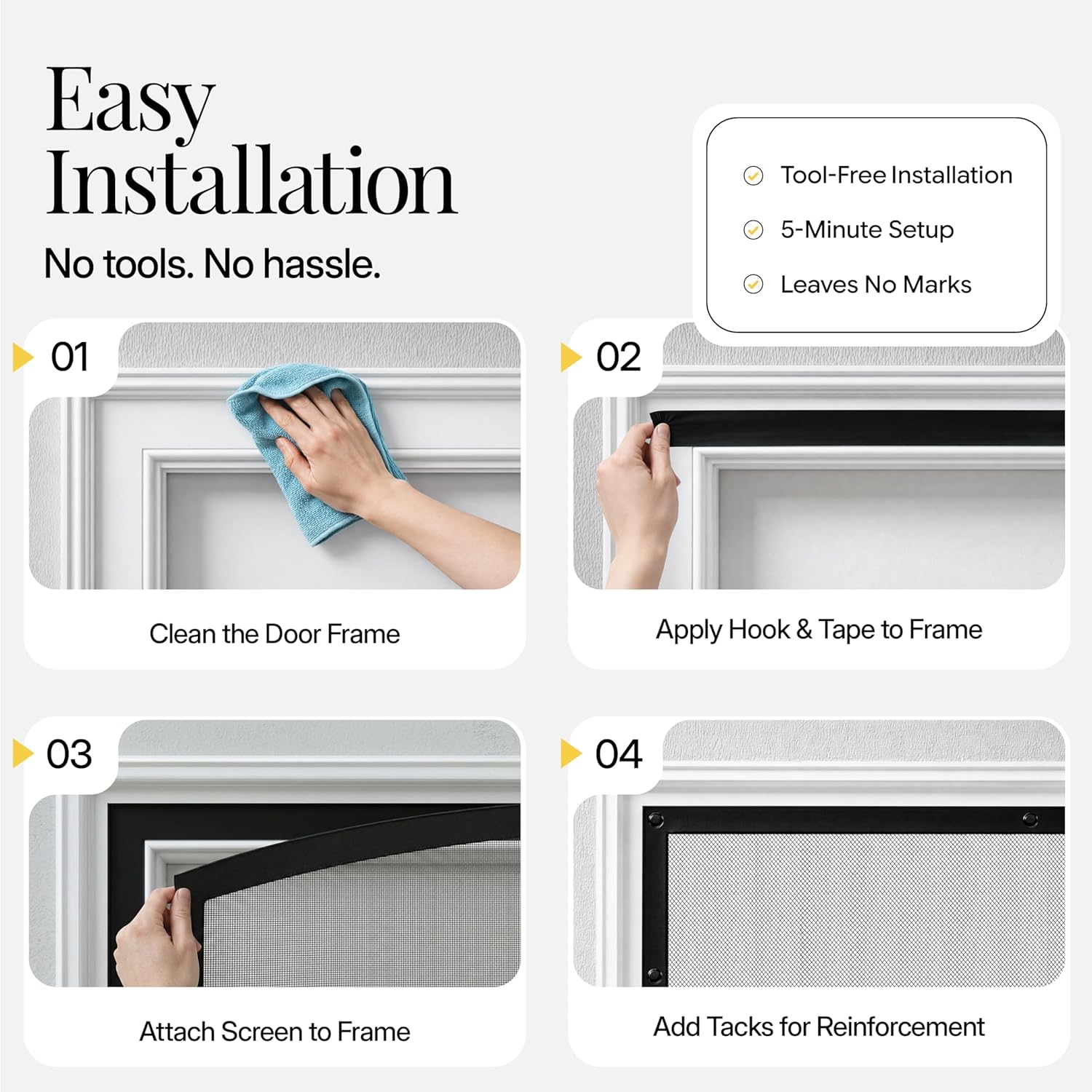 Detalle 2 de AUGO Magnetic Screen Door (38 x 83 in) — Self Sealing, Heavy Duty, Hands-Free Mesh Partition