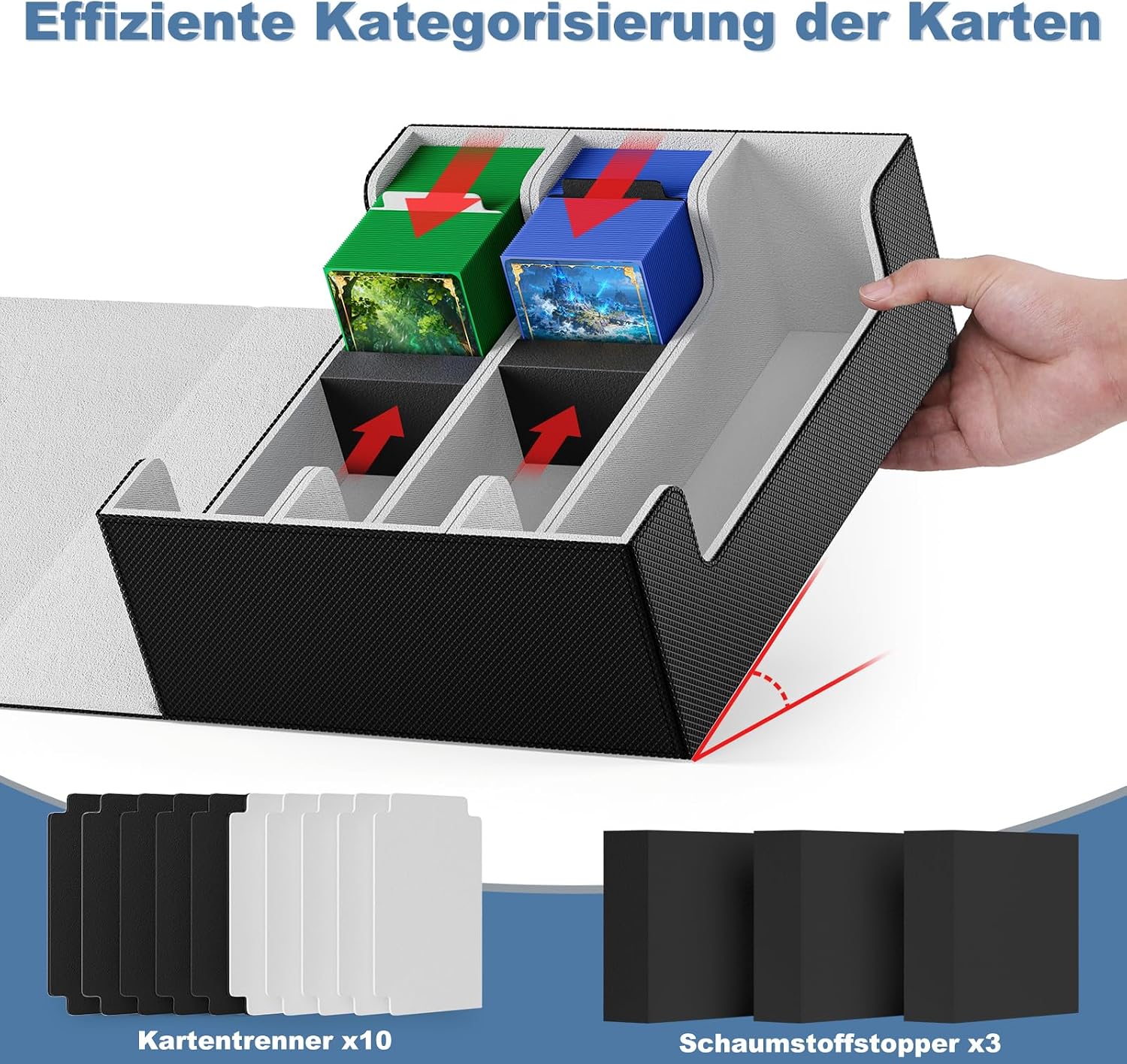 Thumbnail 5 de Mlikero Sammelkarten-Aufbewahrungsbox für 1800+ Karten – Maxi-Deckbox aus PU-Leder mit Magnetverschluss