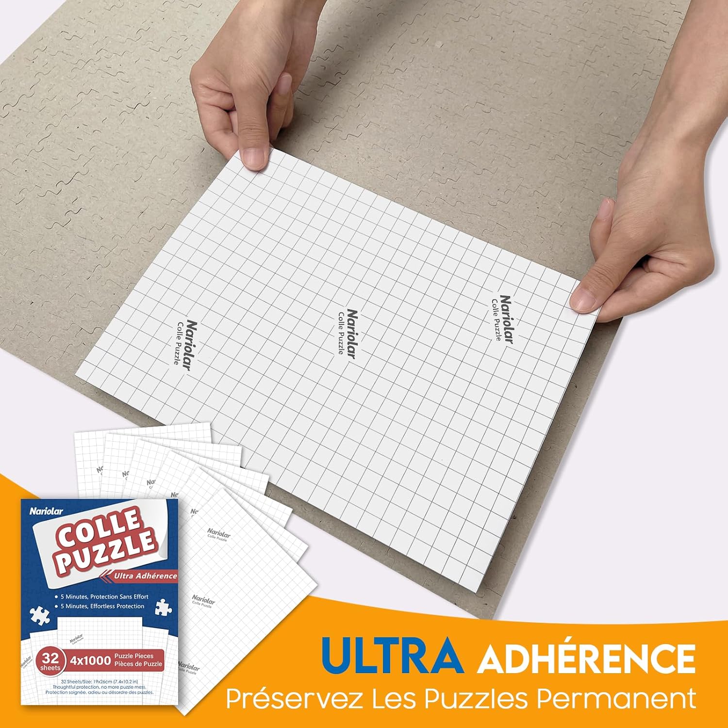 Thumbnail 2 de Nariolar Colle Puzzle – Lot de 32 feuilles adhésives pour conserver jusqu’à 4000 pièces (4×1000)