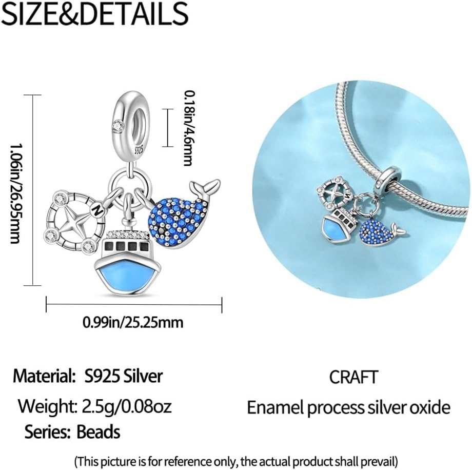 Thumbnail 4 de Pandach Damen Charm Anhänger aus 925 Sterling Silber mit Zirkonia – für Europäische Armbänder & Halsketten